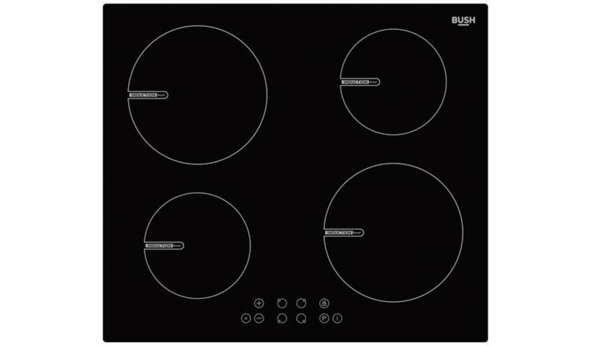 + VAT Grade A/B Bush BSINDHB Electric Induction Hob - Four Cooking Zones - Touch Controls - ISP £