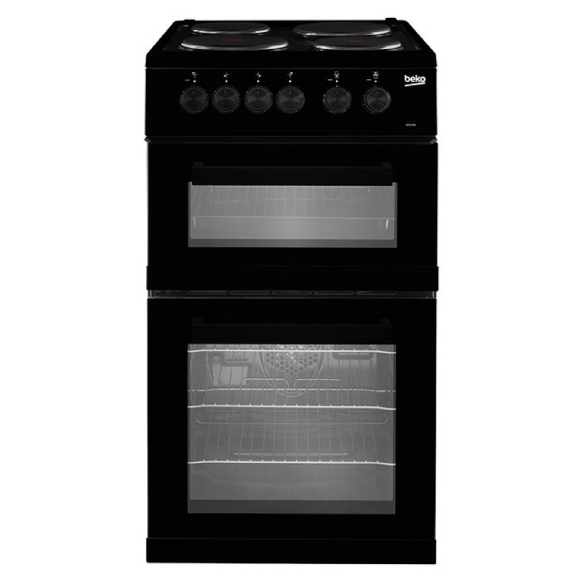 + VAT Grade A/B Beko KD533AK 50cm Twin Cavity Electric Cooker - Main Oven 58 Litre Capacity -