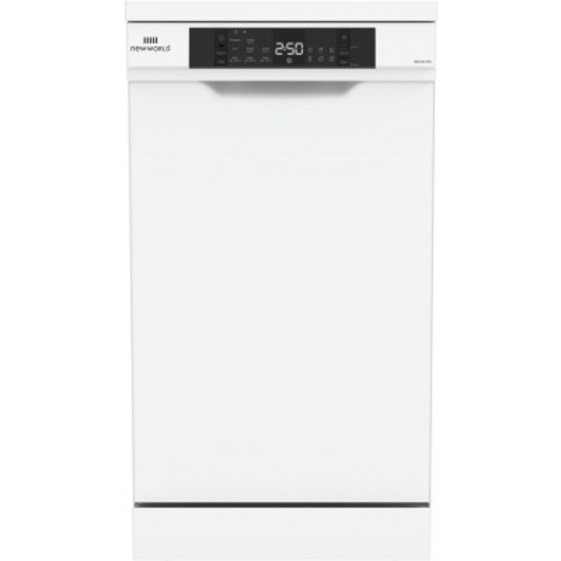 + VAT Grade A/B New World NWLCSL10FS 45cm Slimline Dishwasher - Eight Programmes - Four Temperature