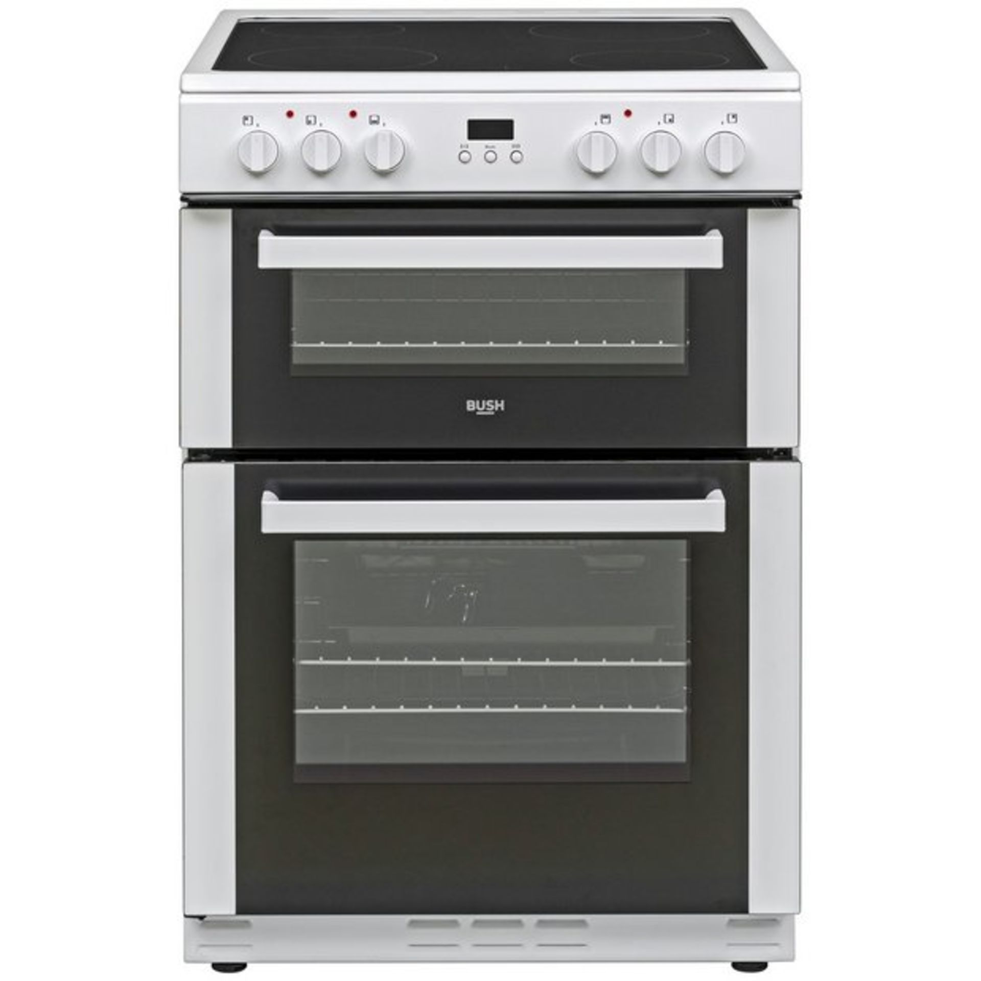 + VAT Grade A/B Bush BDBL60ELW 60cm Double Oven Electric Cooker - Oven Capacity 58 Litre - Second
