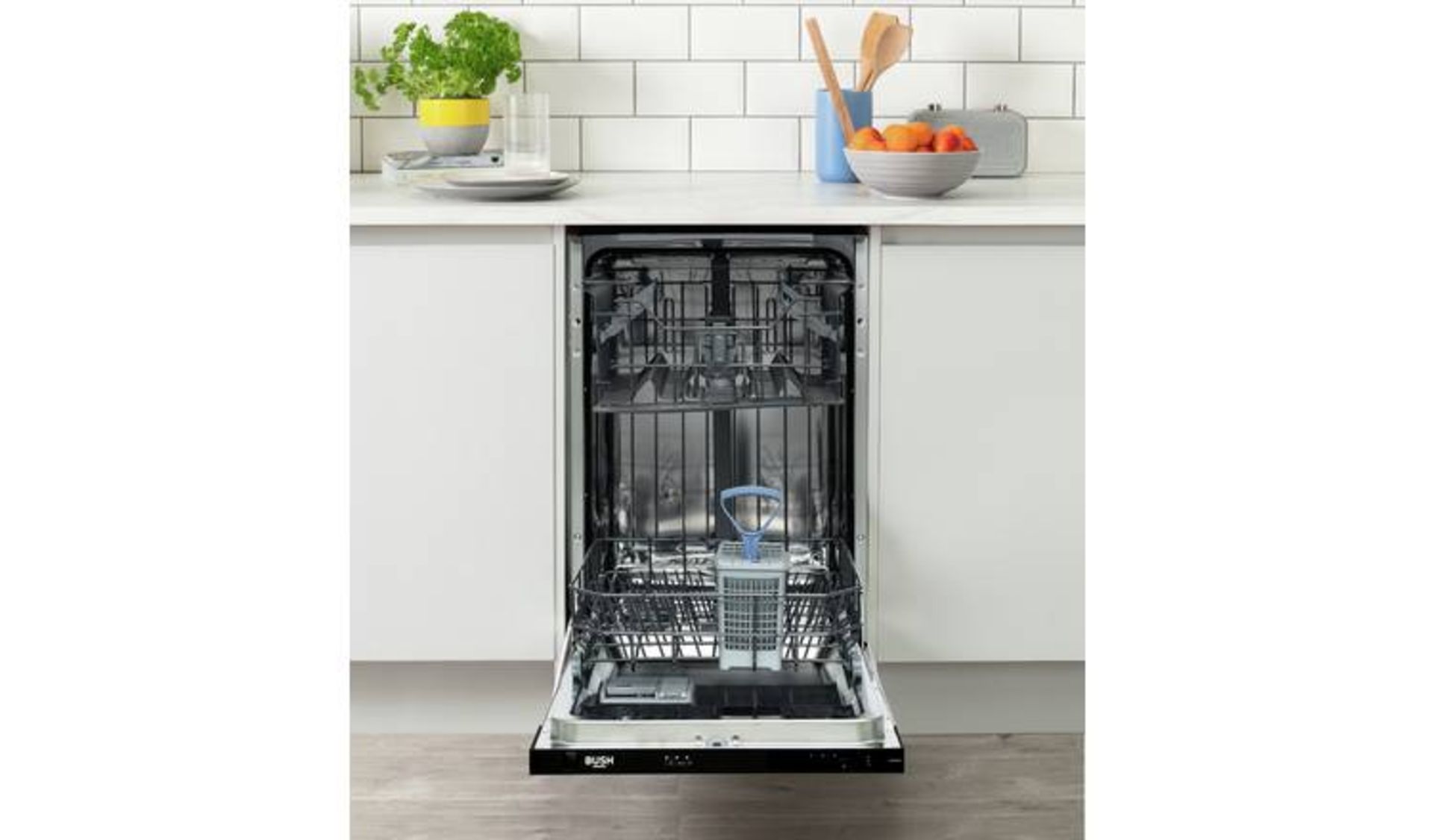 + VAT Grade A/B Bush DW9SLINTW Slimline Intergrated Dishwasher - A++ Energy Rating - 3 Programmes -