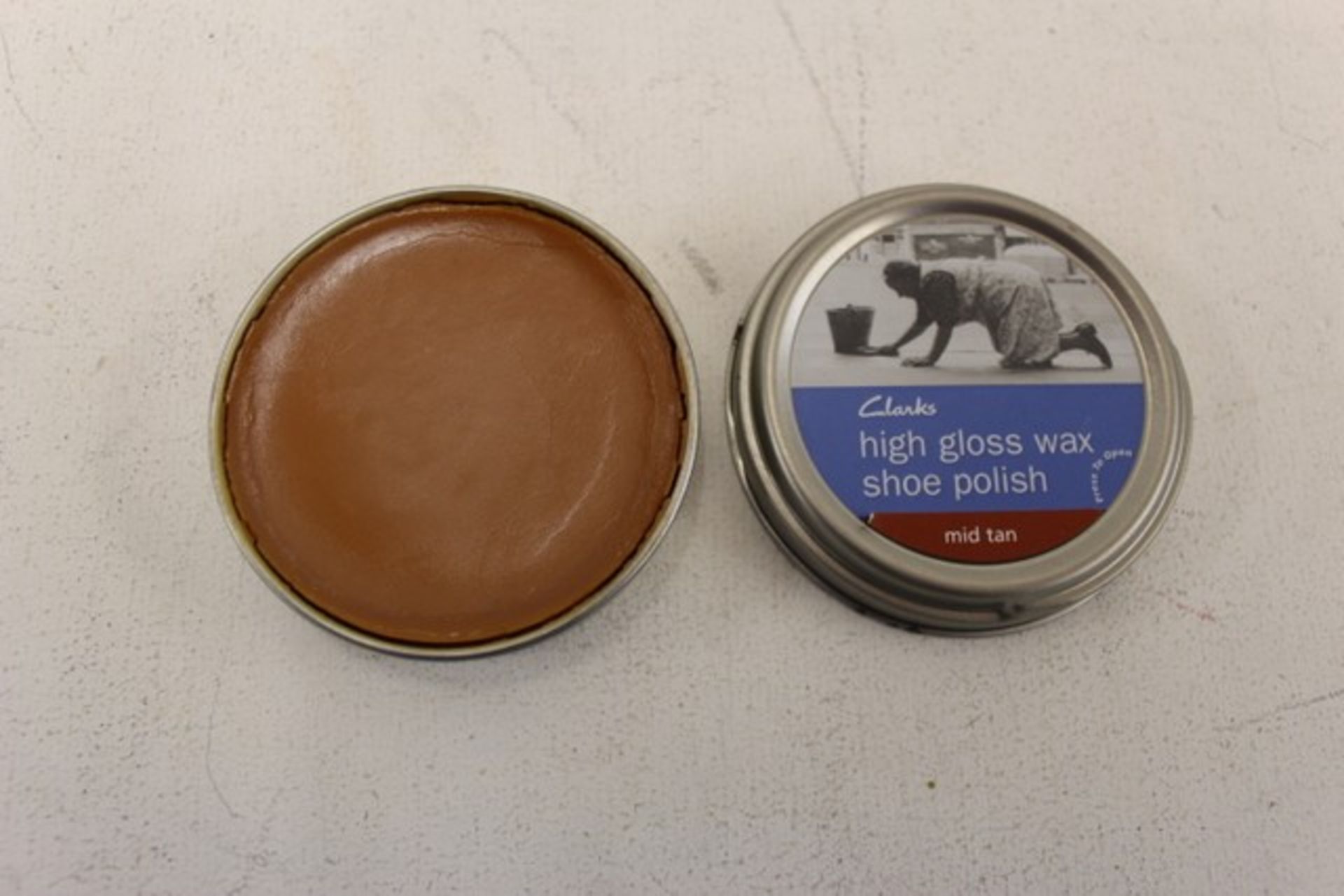 + VAT Grade A A Lot of Ten 50ml Tins Clarks Mid Tan High Gloss Wax Shoe Polish ISP £20