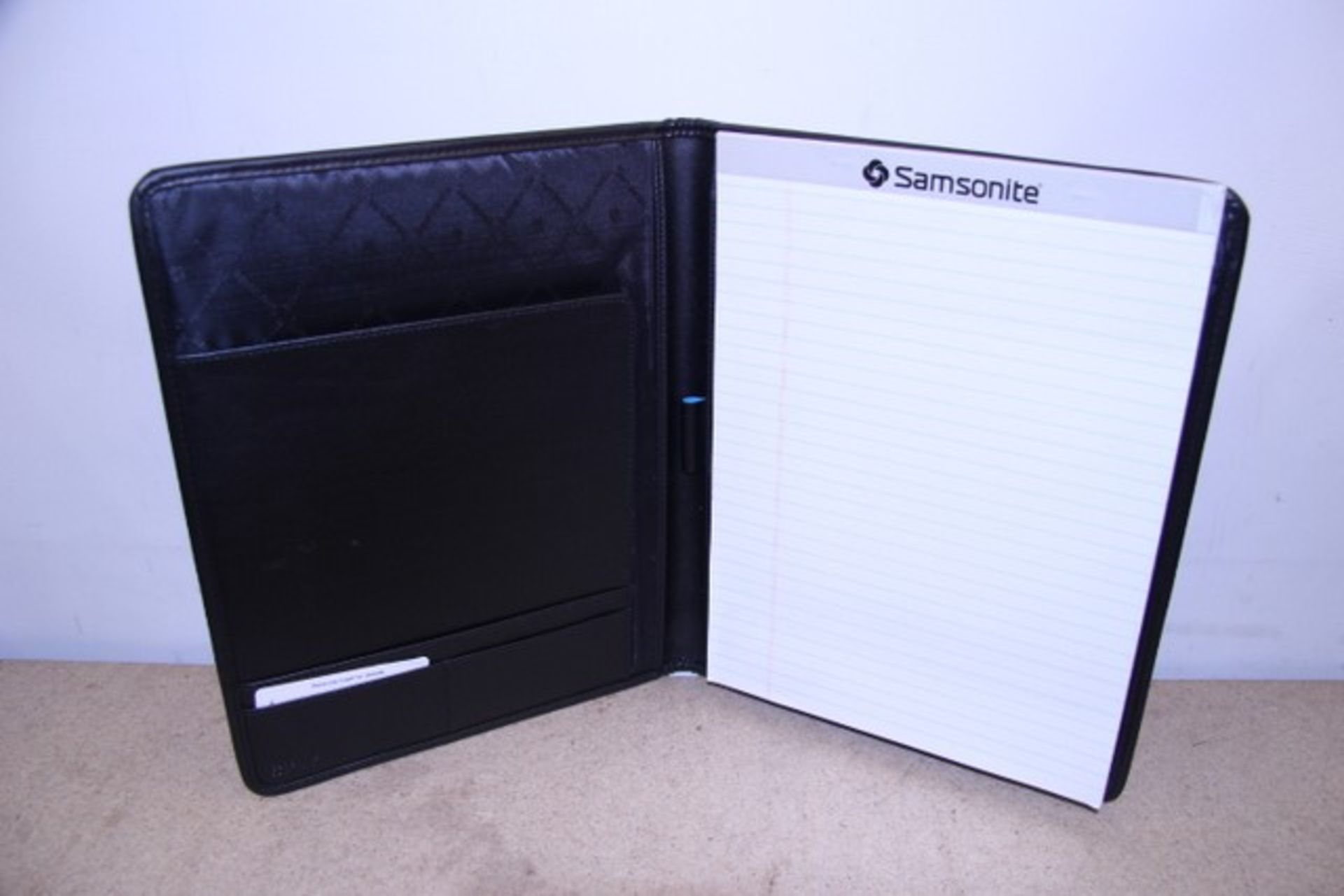 + VAT Brand New Samsonite Black Leather & Canvas Executive Folder With-Pen Pocket-Card Pockets-