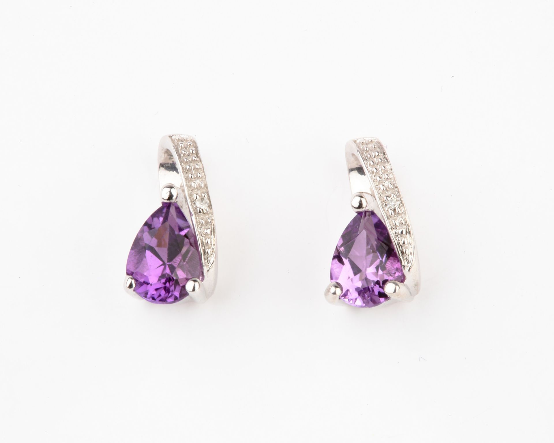 + VAT Brand New Diamond & Amethyst Tear Drop Earrings