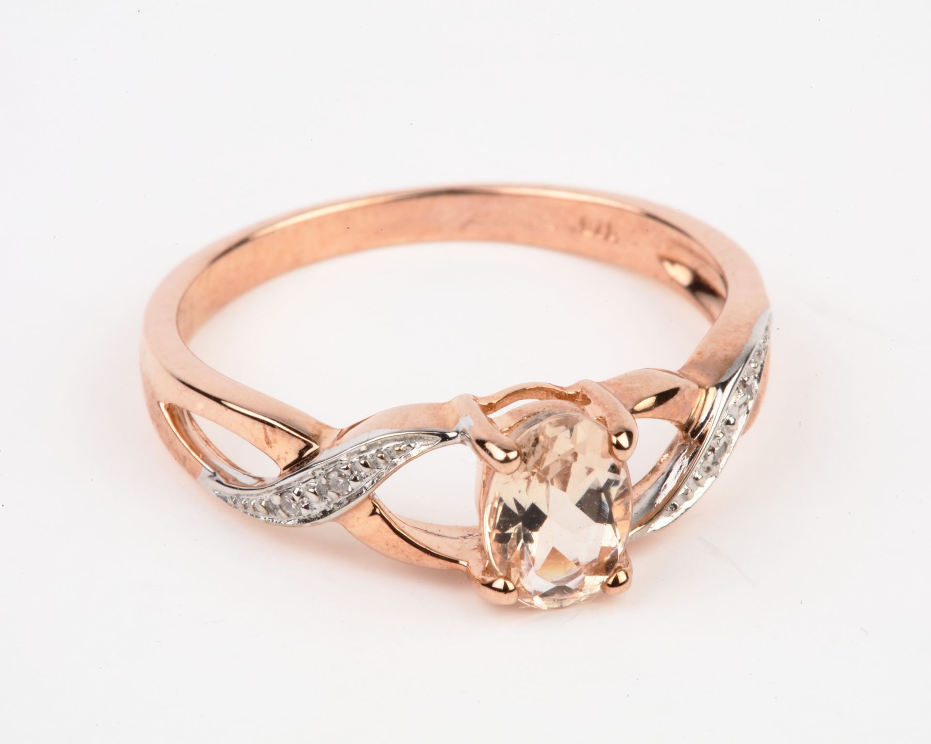 + VAT Brand New Yellow Gold Diamond & Morganite Ring