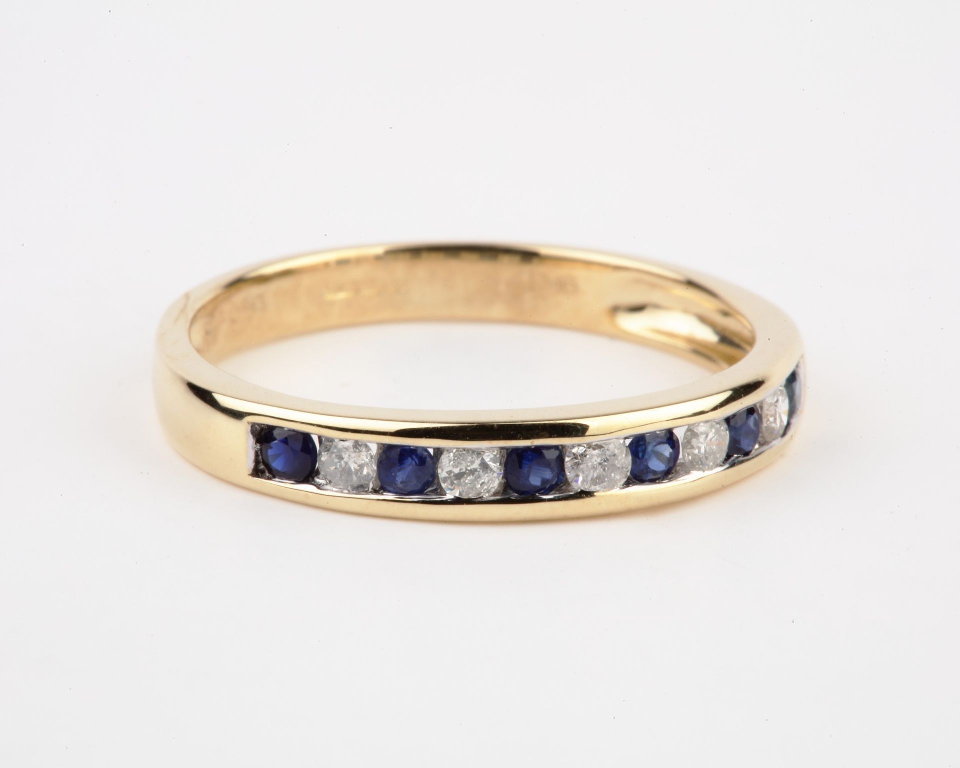 + VAT Brand New Yellow Gold Sapphire & Diamond Ring Set With Six Sapphires And Five Diamonds