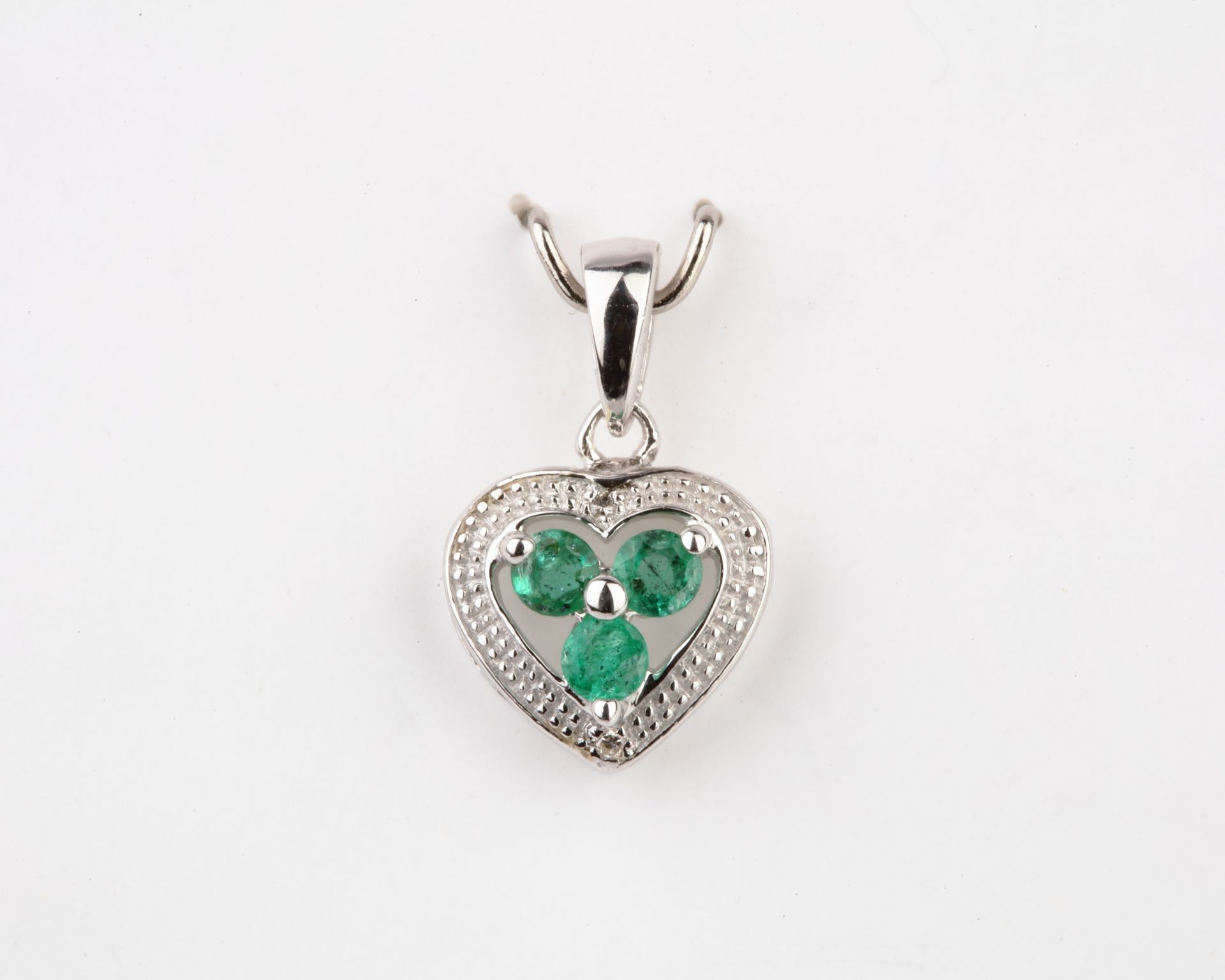 + VAT Brand New Diamond & Emerald Heart Shape Pendant