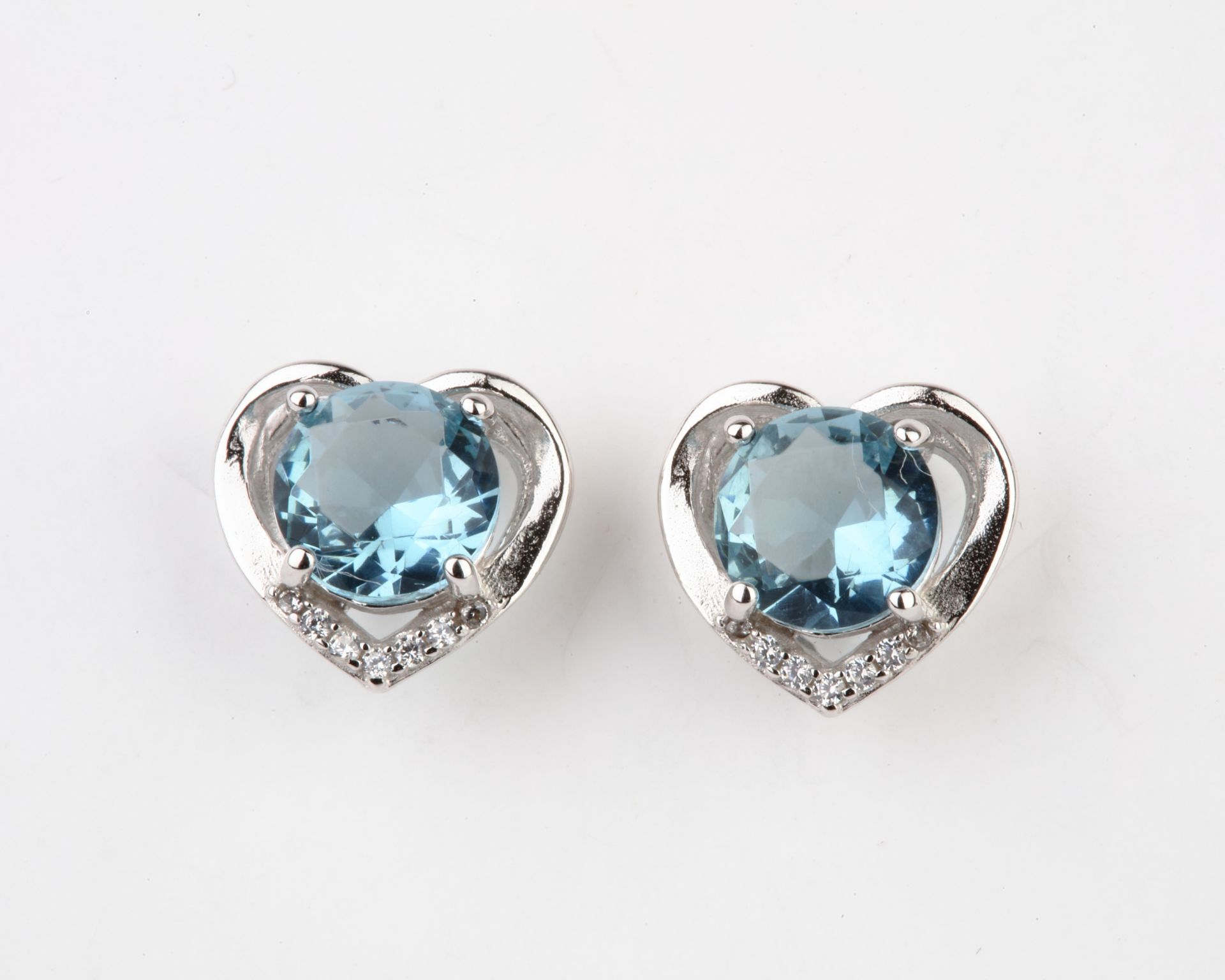 + VAT Brand New Diamond & Aquamarine Heart Shape Earrings