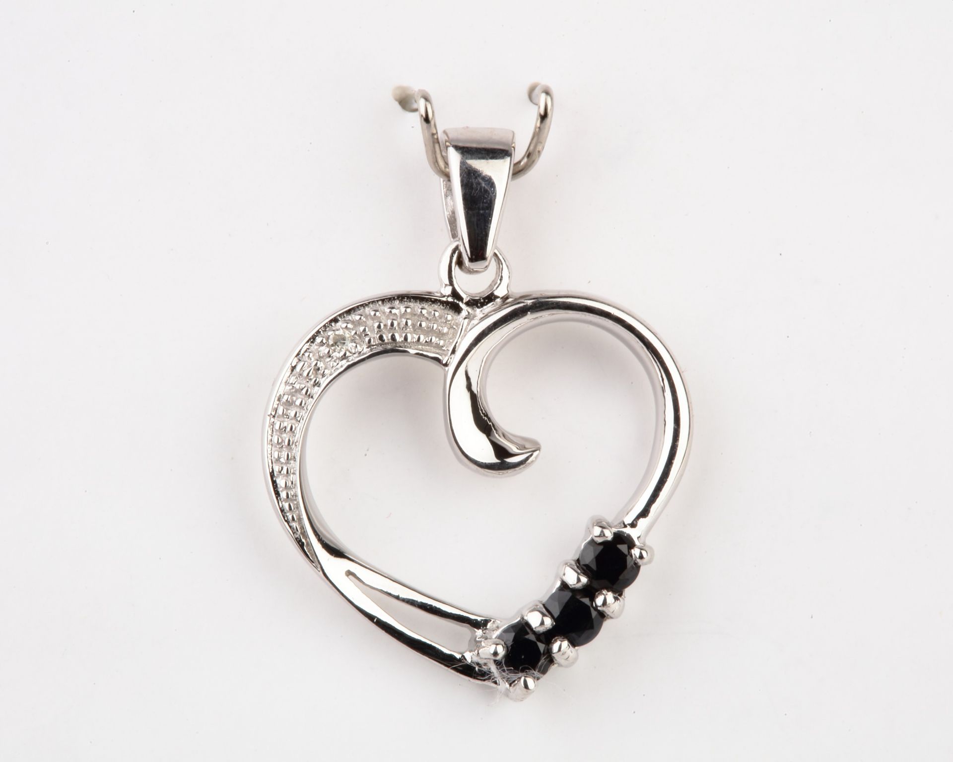 + VAT Brand New Diamond & Obsidian Heart Shape Pendant