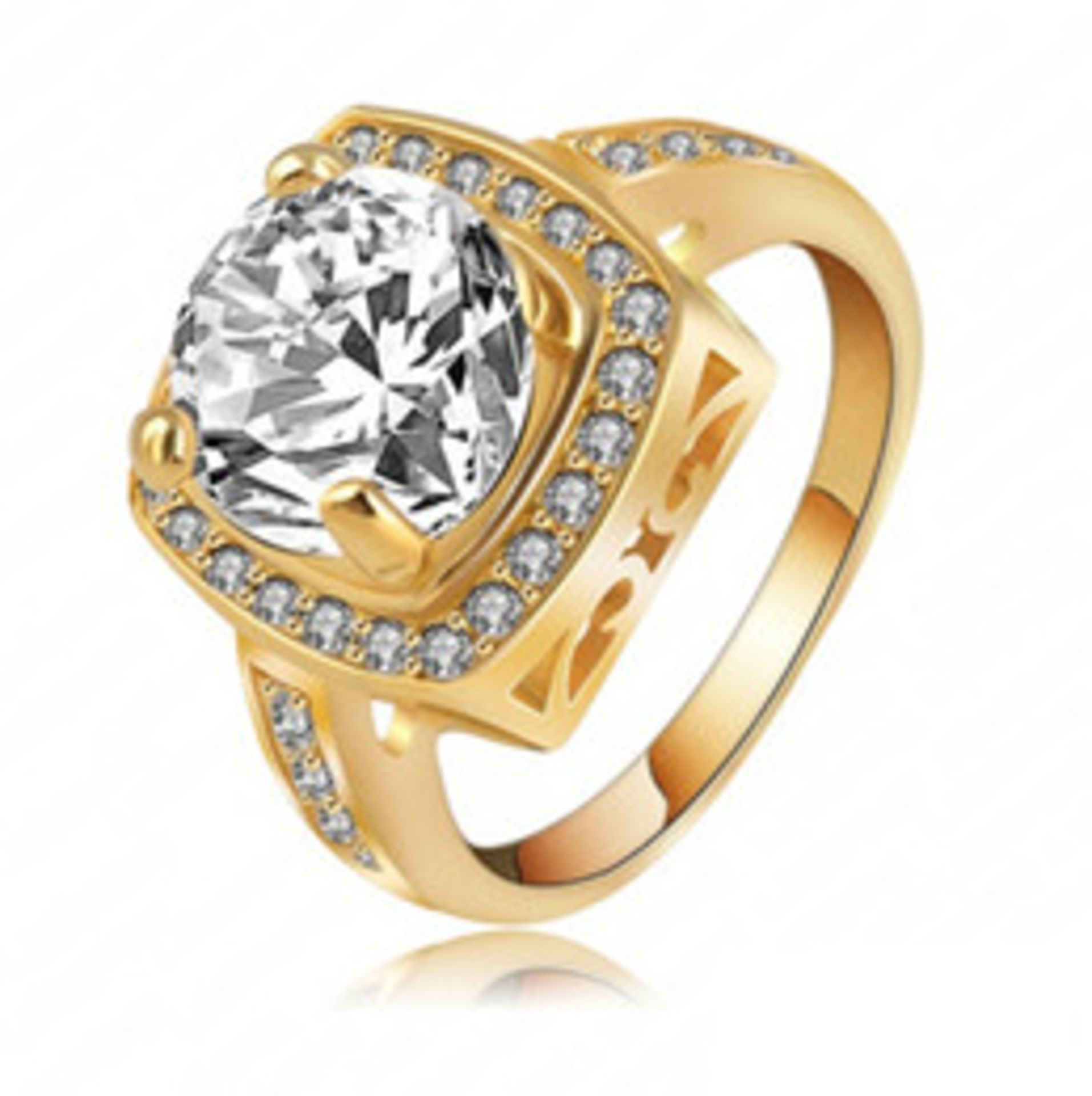 + VAT Brand New Gold Plated Square Crystal Ladies Ring