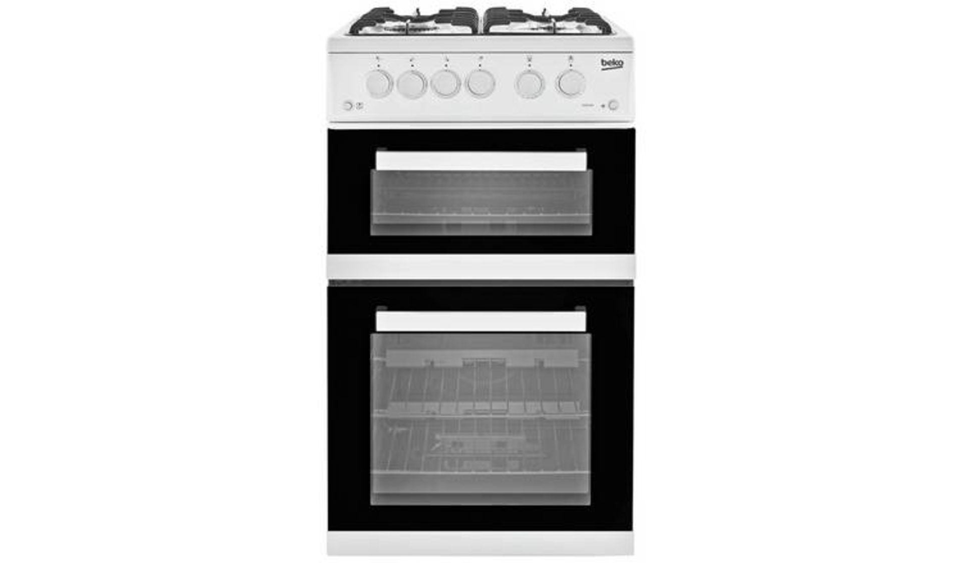 + VAT Grade B Beko KDVG592W 50cm Double Oven Gas Cooker - Main Oven 61 Litre Capacity - Second