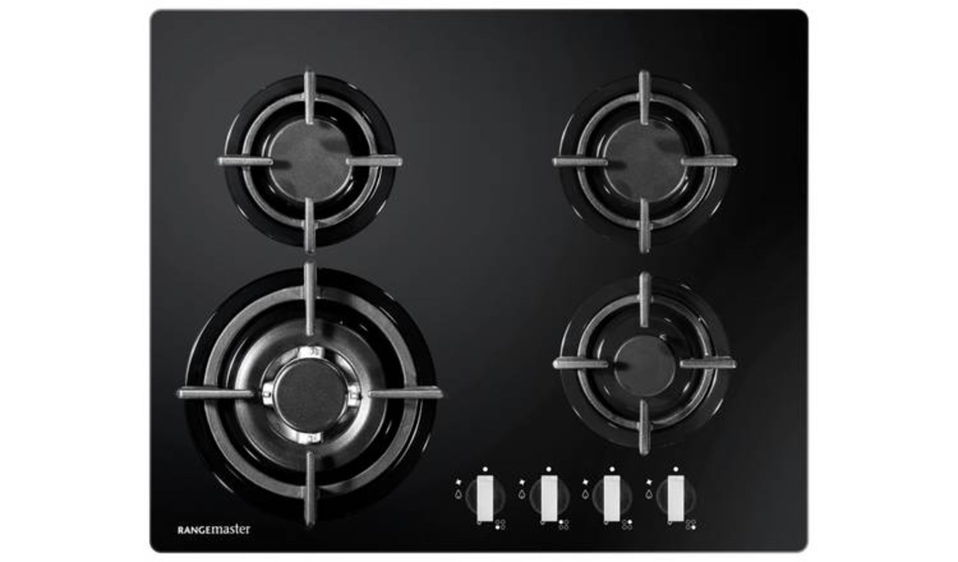 + VAT Grade B Rangemaster RMB60HPNGFGL Cast Iron Support Gas Hob - Four Cooking Zones - Automatic