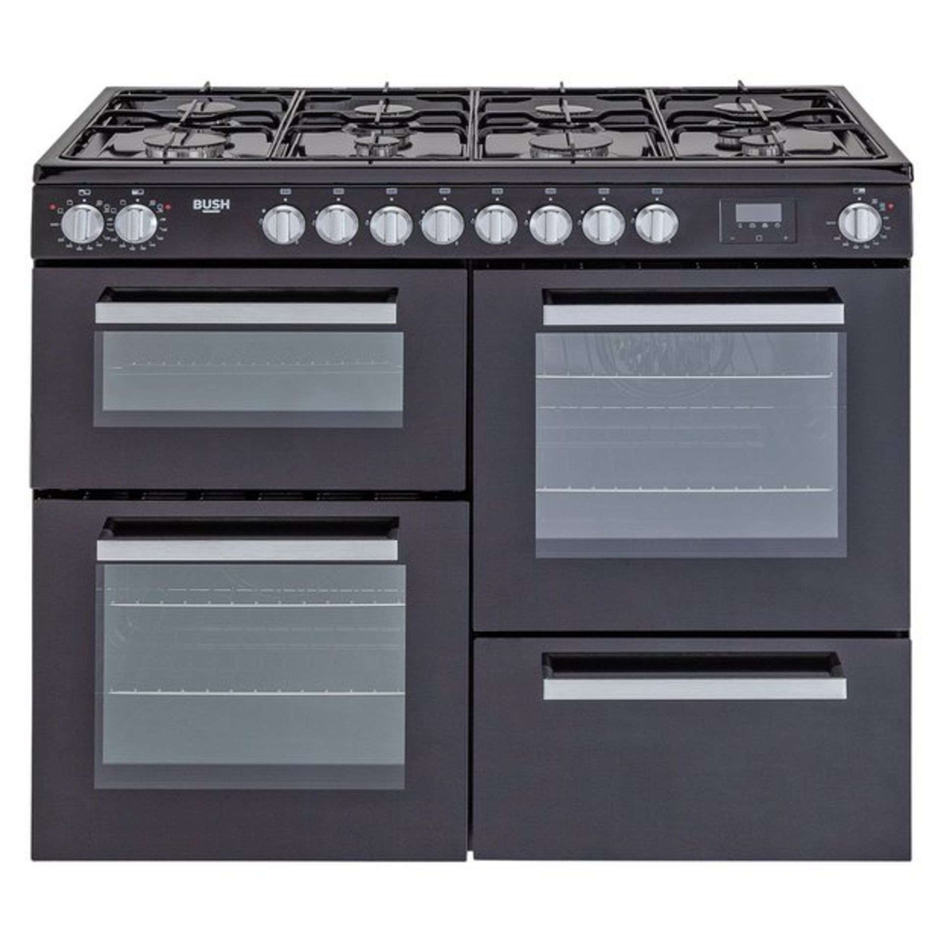 + VAT Grade B Bush BRC100DHMB 100cm Dual Fuel Range Cooker - Main And Second Oven 57 Litre Capacity