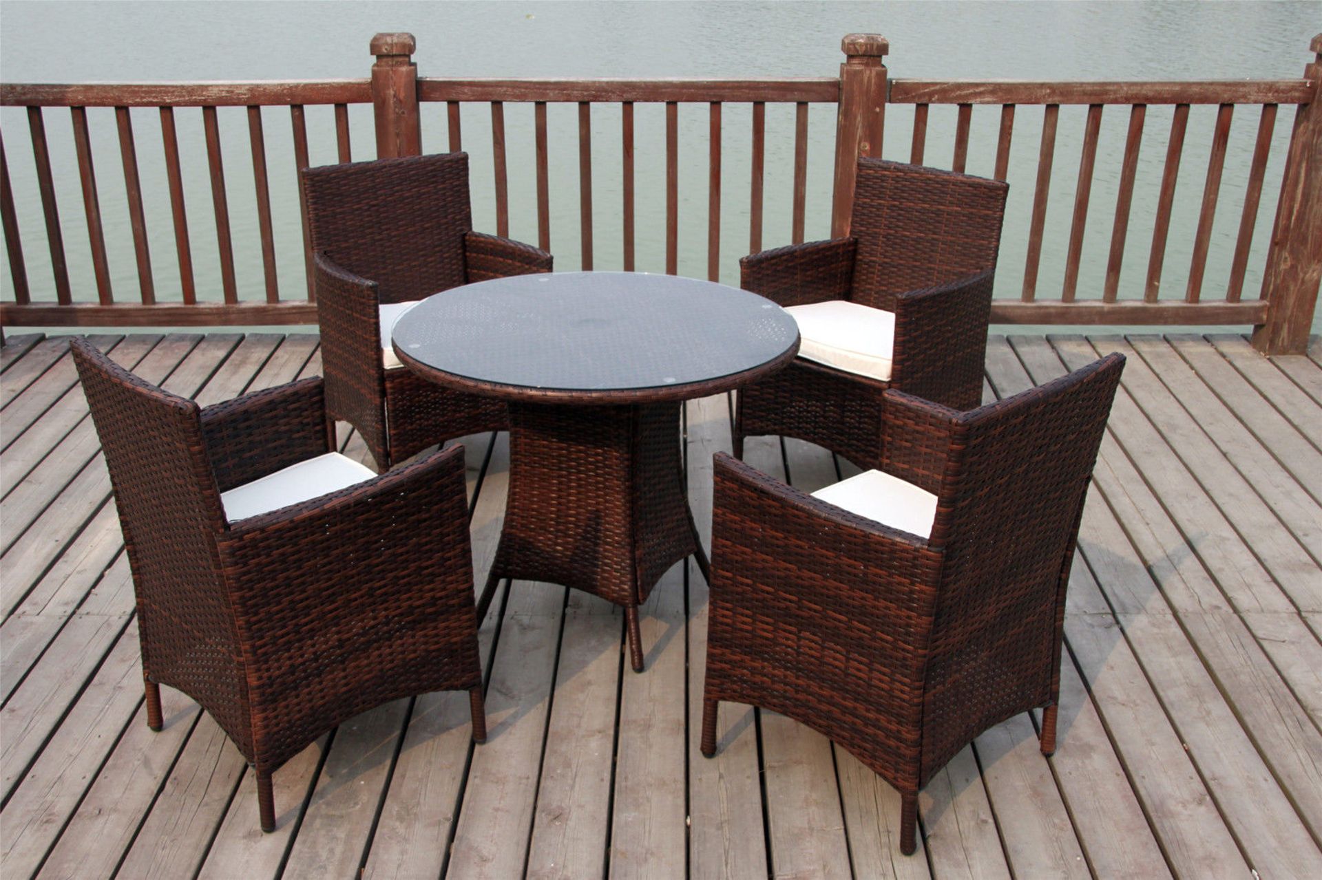 + VAT Brand New Chelsea Garden Company 4-Seater Brown Rattan Outdoor Dining Set - Item Is Available