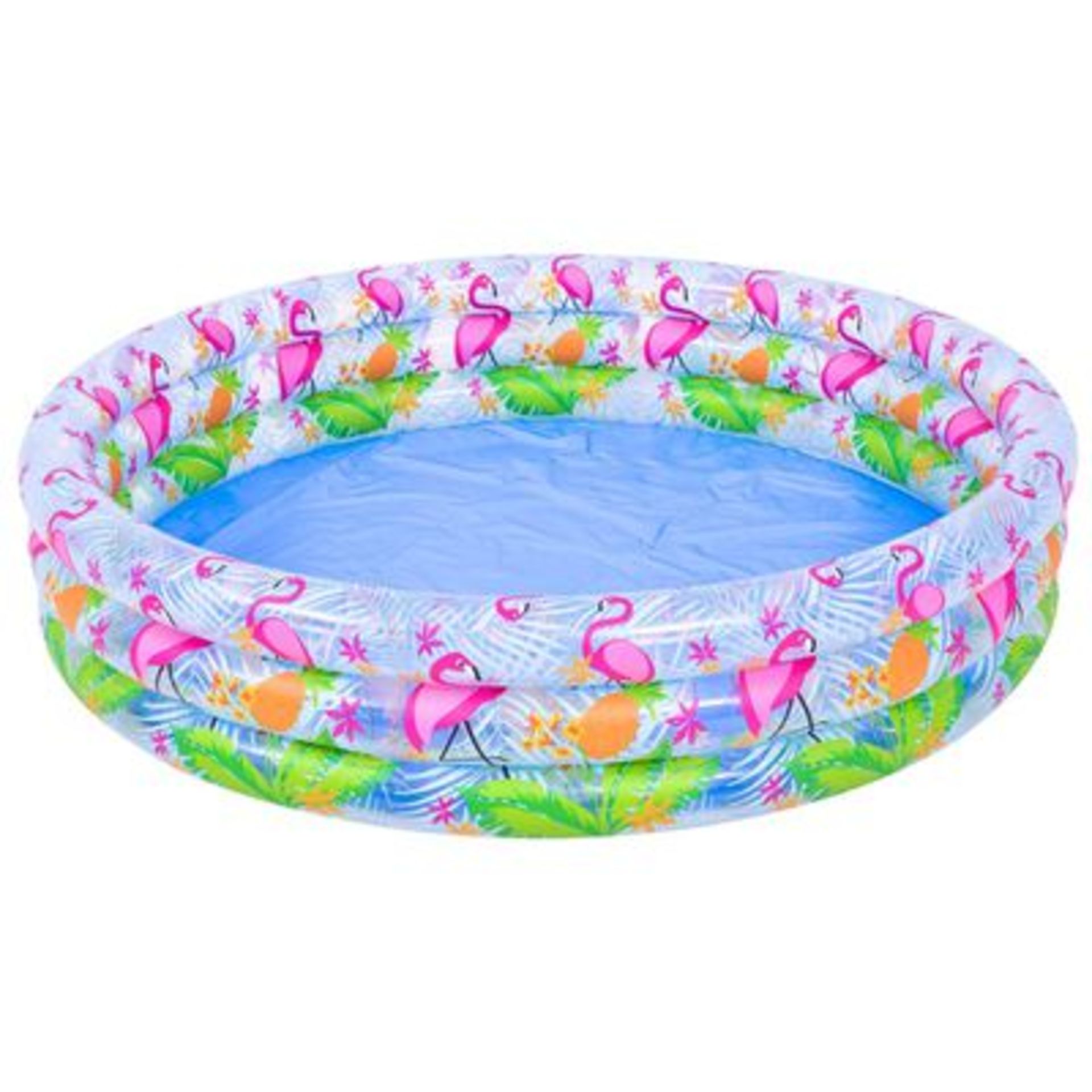 + VAT Brand New 120x25cm Flamingo Printed Three Ring Pool - Ages 3+ - Easy To Setup - ISP £12 (