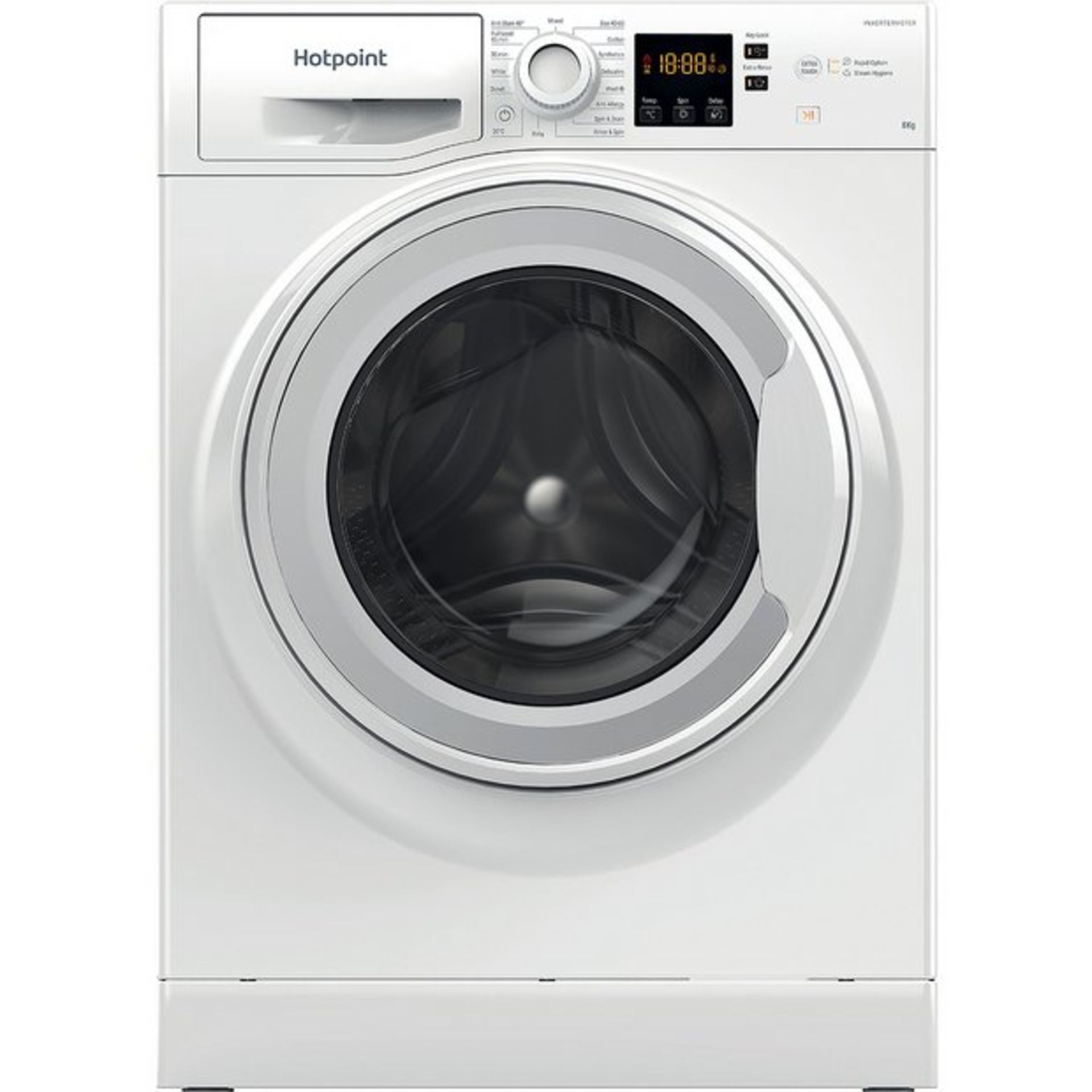 + VAT Grade A/B Hotpoint NSWM863CW 8Kg 1600 Spin Washing Machine - 16 Programmes - 30 Minute Quick