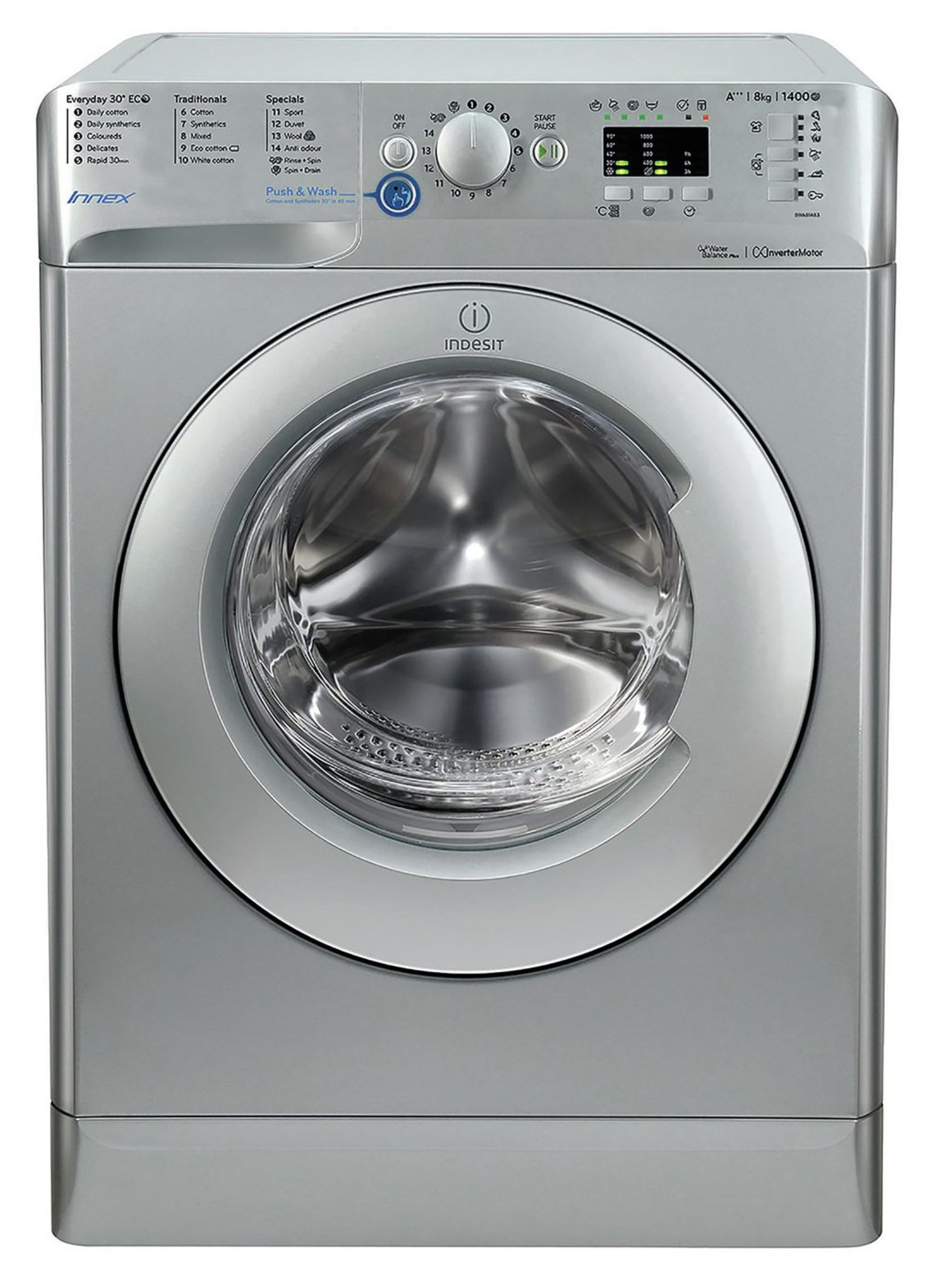 + VAT Grade A/B Indesit BWA81483XSUK 8Kg 1400 Spin Washing Machine - 16 Programmes - 30 Minute