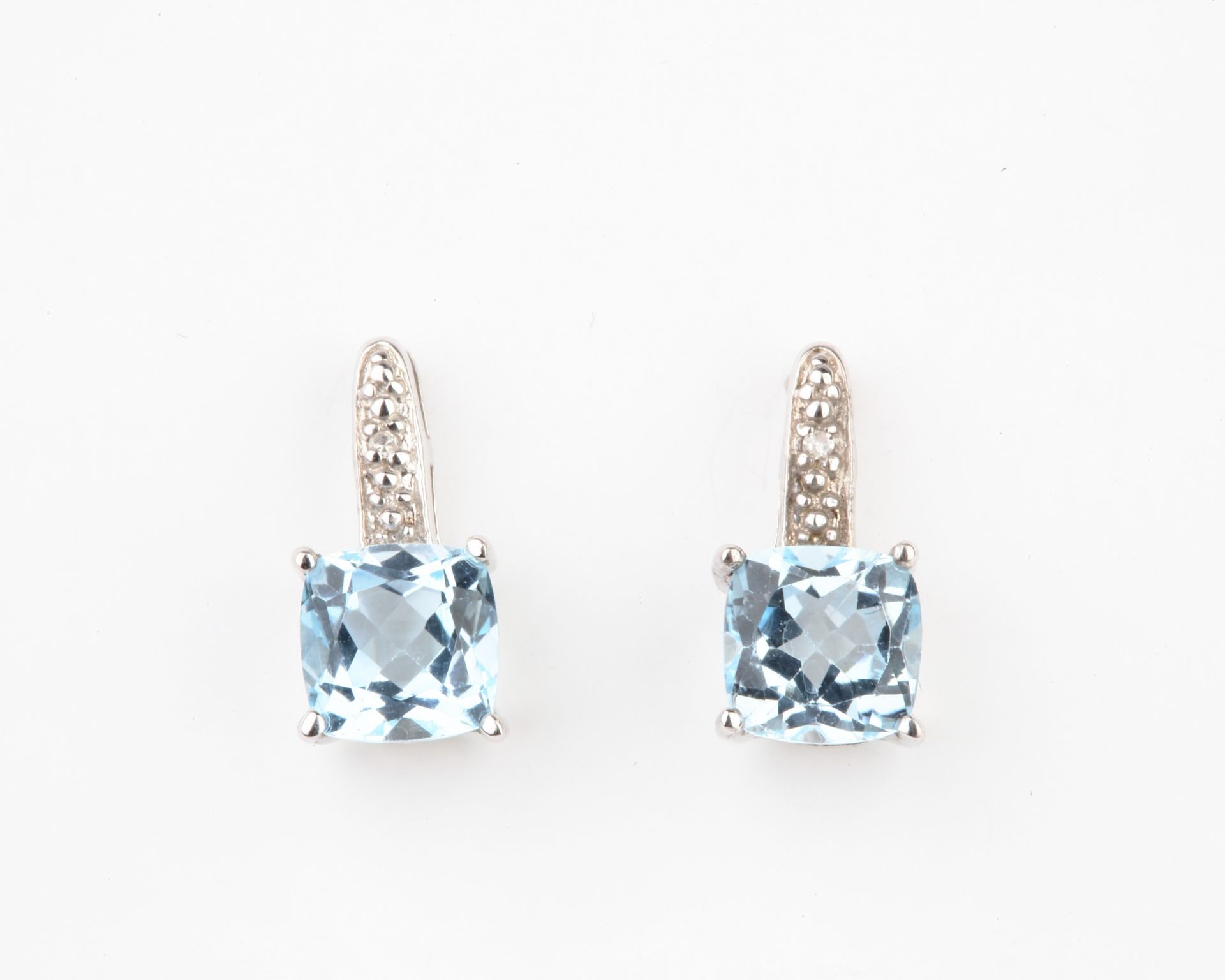 + VAT Brand New Diamond & Aquamarine Drop Earrings