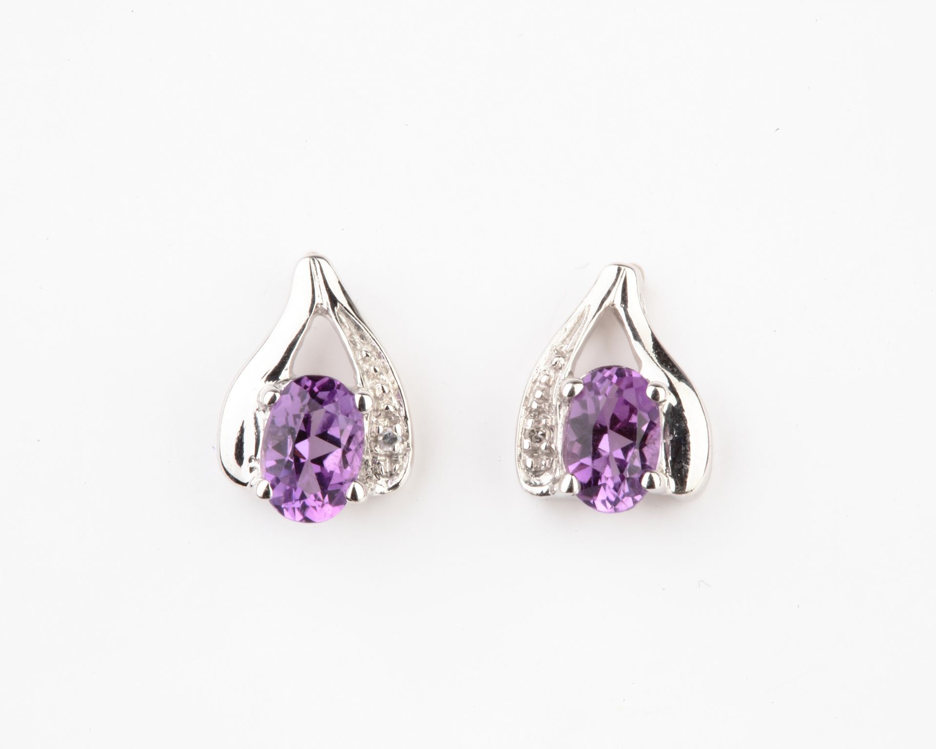 + VAT Brand New Diamond & Amethyst Tear Drop Earrings