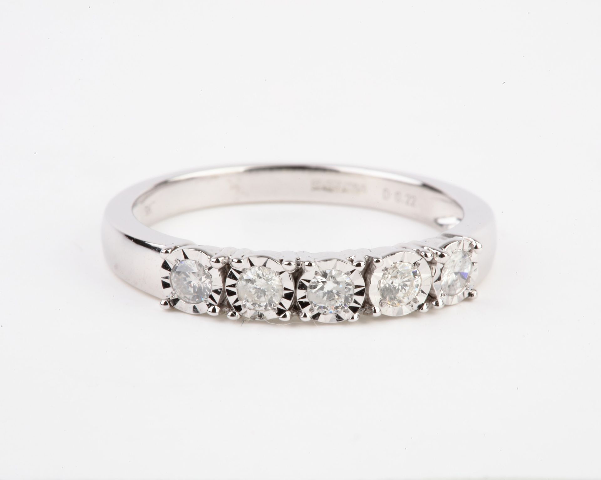 + VAT Brand New White Gold 0.25ct Diamond Eternity Ring Set With 5 Diamonds