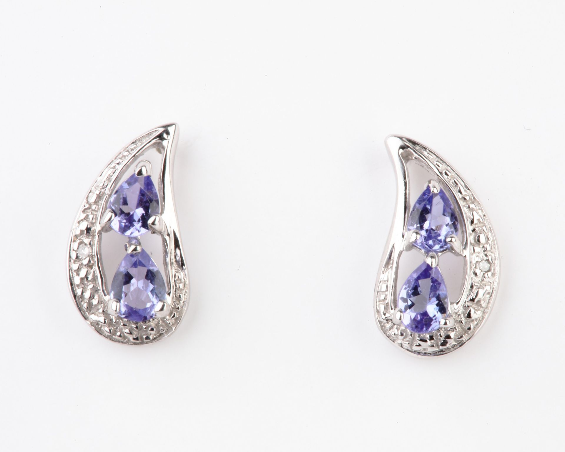 + VAT Brand New Diamond & Sapphire Tear Drop Earrings