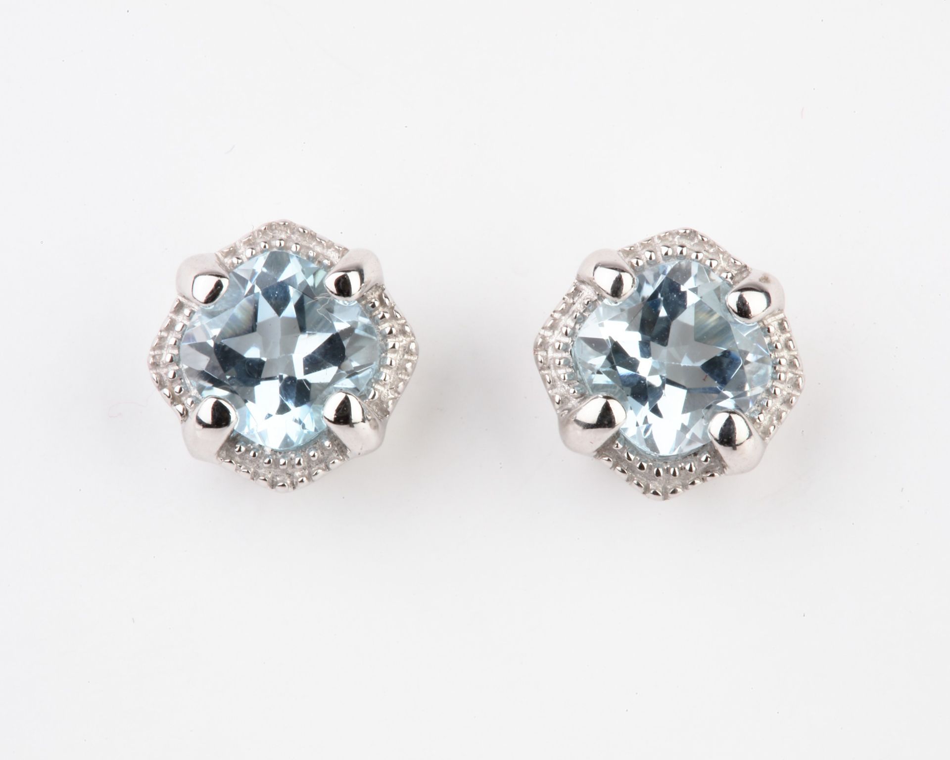 + VAT Brand New Diamond & Aquamarine Earrings With Large Central Aquamarine