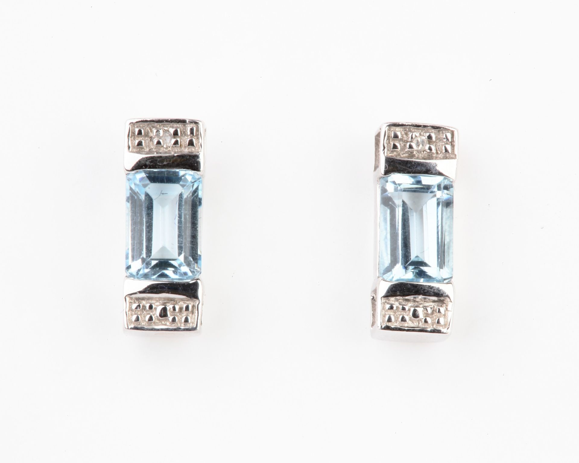 + VAT Brand New Diamond & Aquamarine Oblong Shape Earrings