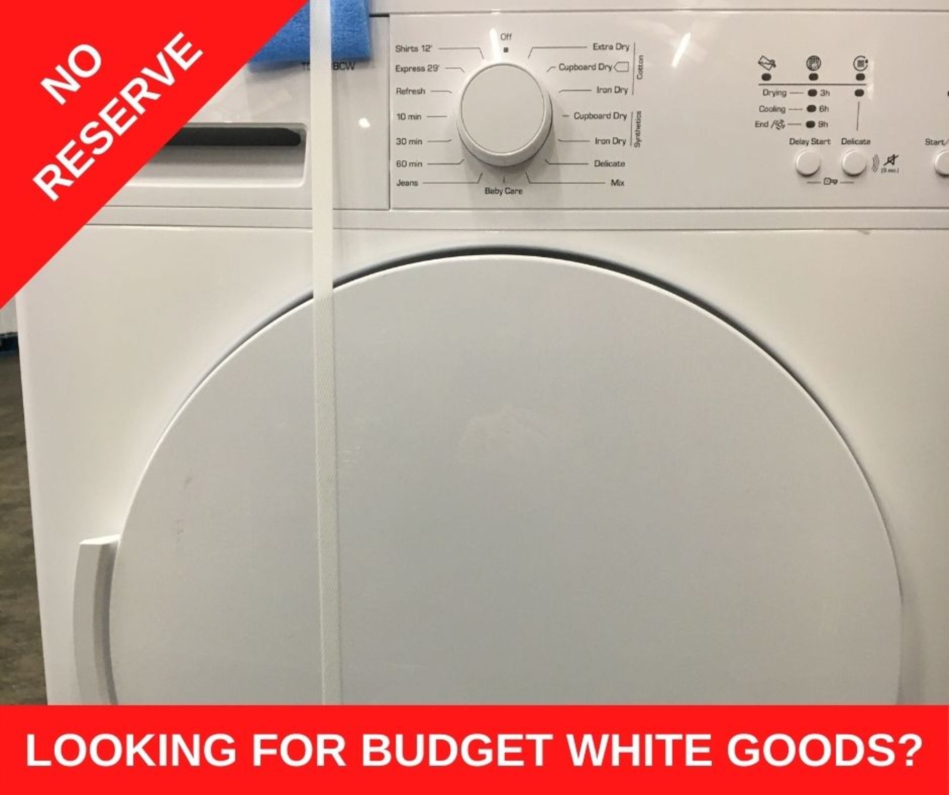 + VAT Grade A/B Bush TD7CNBCW 7Kg Condenser Tumble Dryer - 15 Drying Programmes - Quiet Mark Stamp