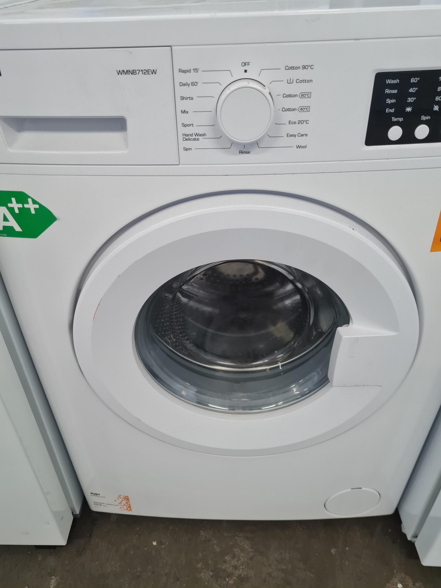 + VAT Grade A/B Bush WMNB712EW 7KG 1200 Spin Washing Machine - A++ Energy Rating - ISP £189.99 (