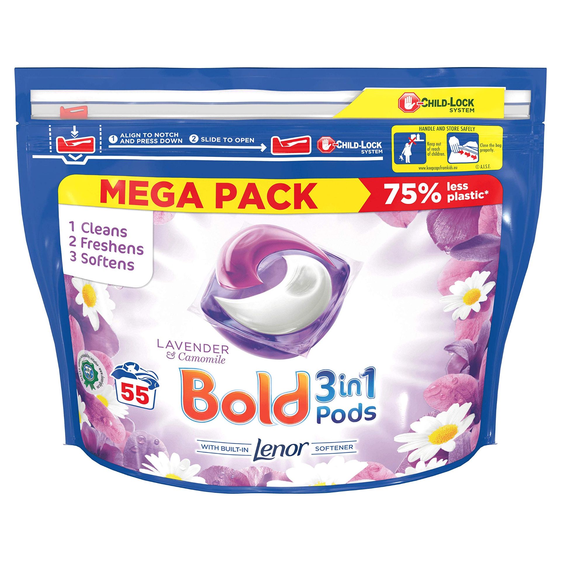 + VAT Brand New Bold 3 In 1 Lavender & Camomille Pods - Brilliant Cleaning With Built In Fabric