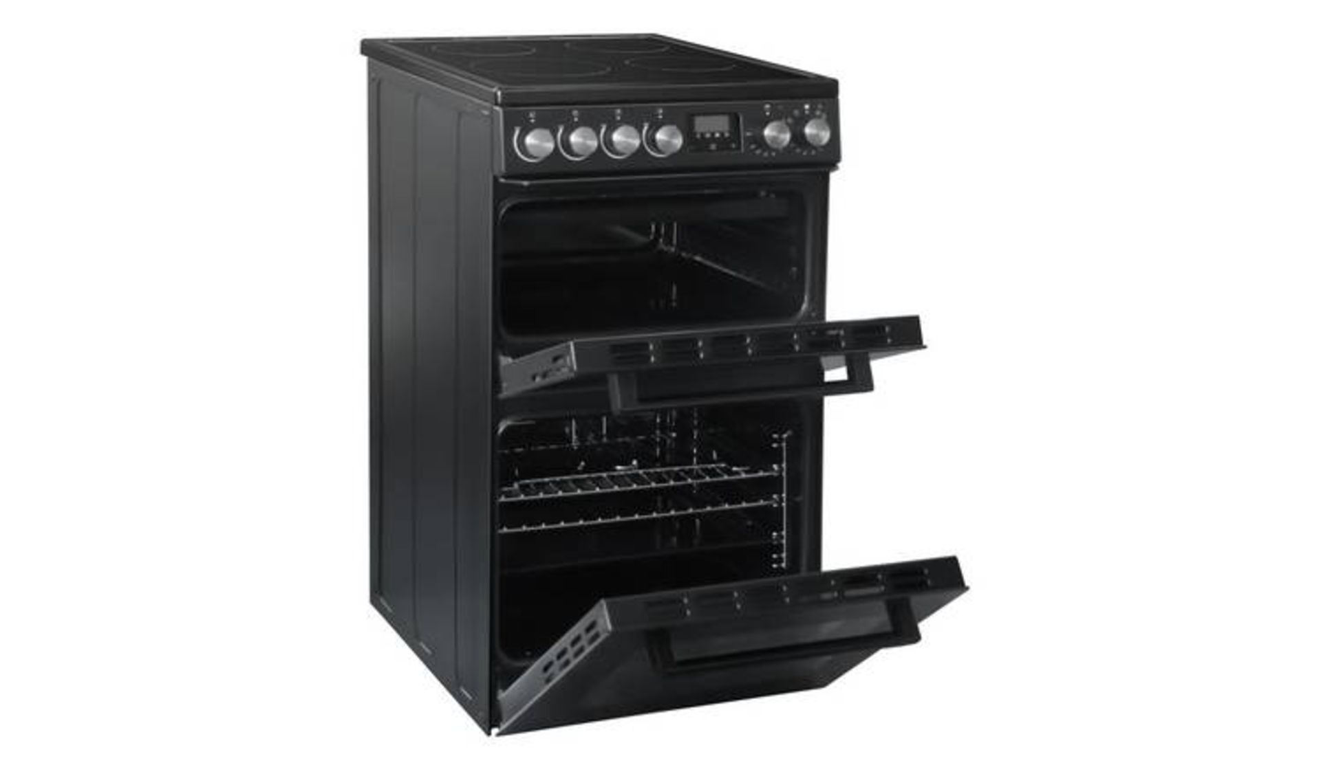 + VAT Grade A/B New World NWLS50TEB 50cm Twin Cavity Electric Cooker - Main Oven 63 Litre