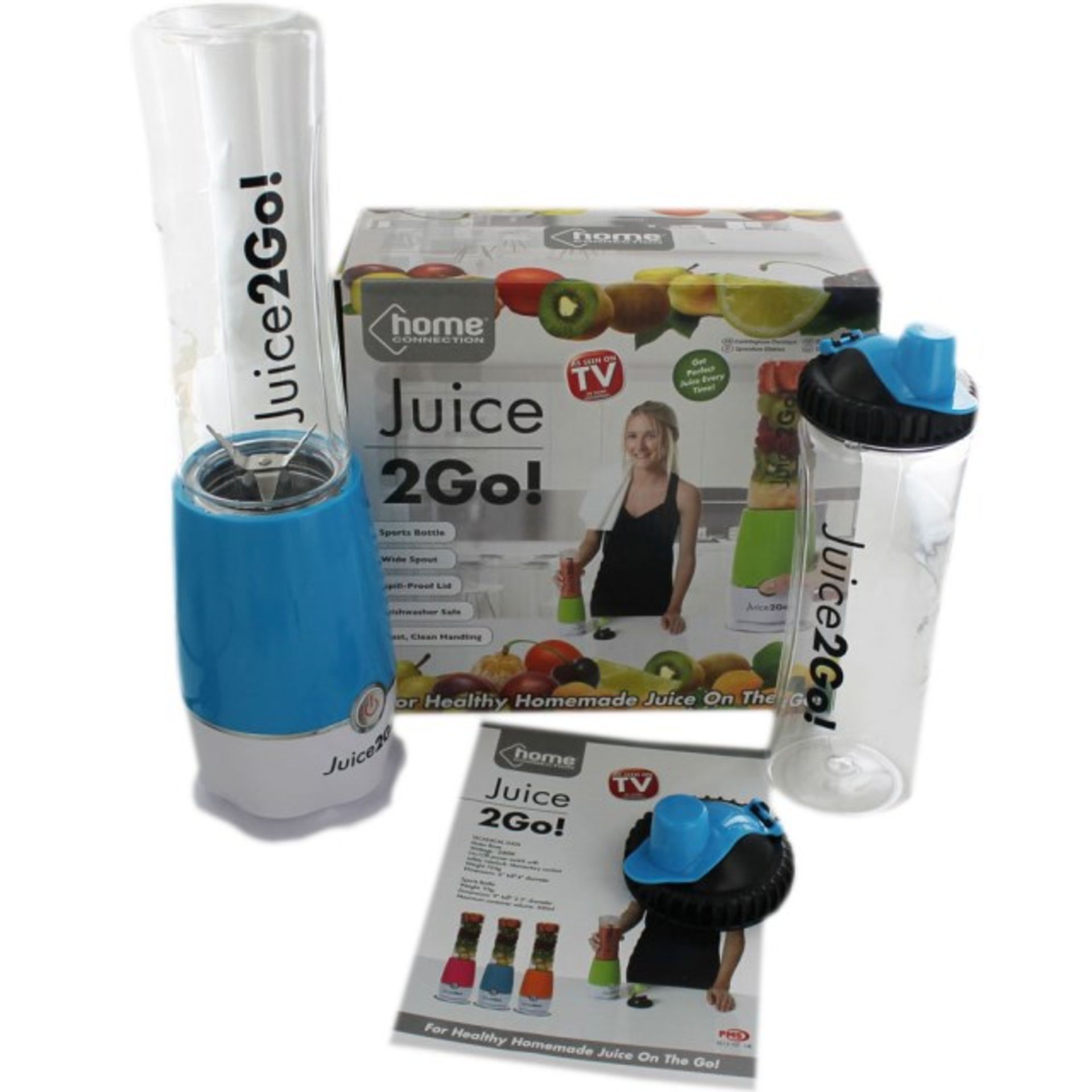 + VAT Brand New Juice To Go! Electric Juicer With Sports Bottle - Wide Spout - Dishwasher Safe -