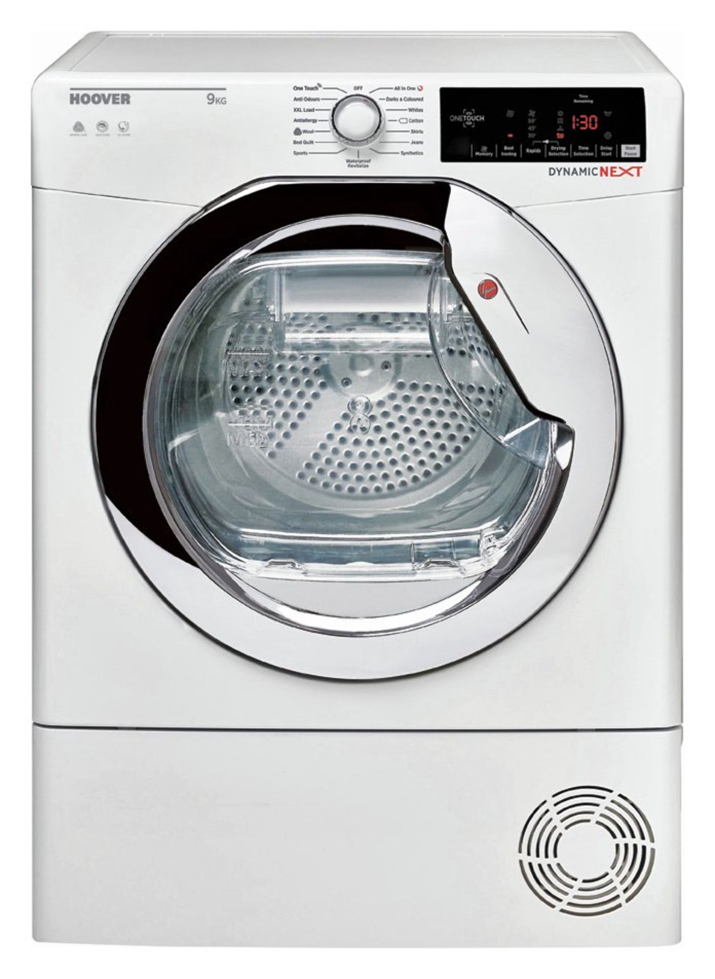 + VAT Grade A/B Hoover DXC 9TCE 9kg Condenser Tumble Dryer - 15 Drying Programmes - 30 Minute Quick