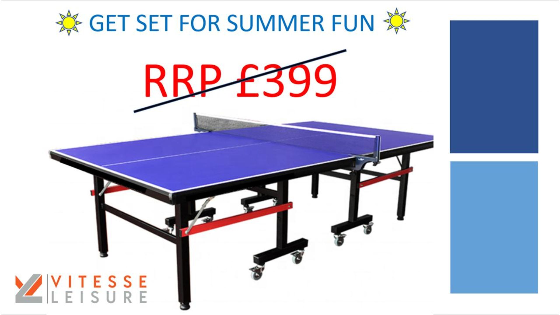 + VAT Brand New Vitesse Leisure Indoor Table Tennis Table - Movable & Foldable - RRP £399.00 -