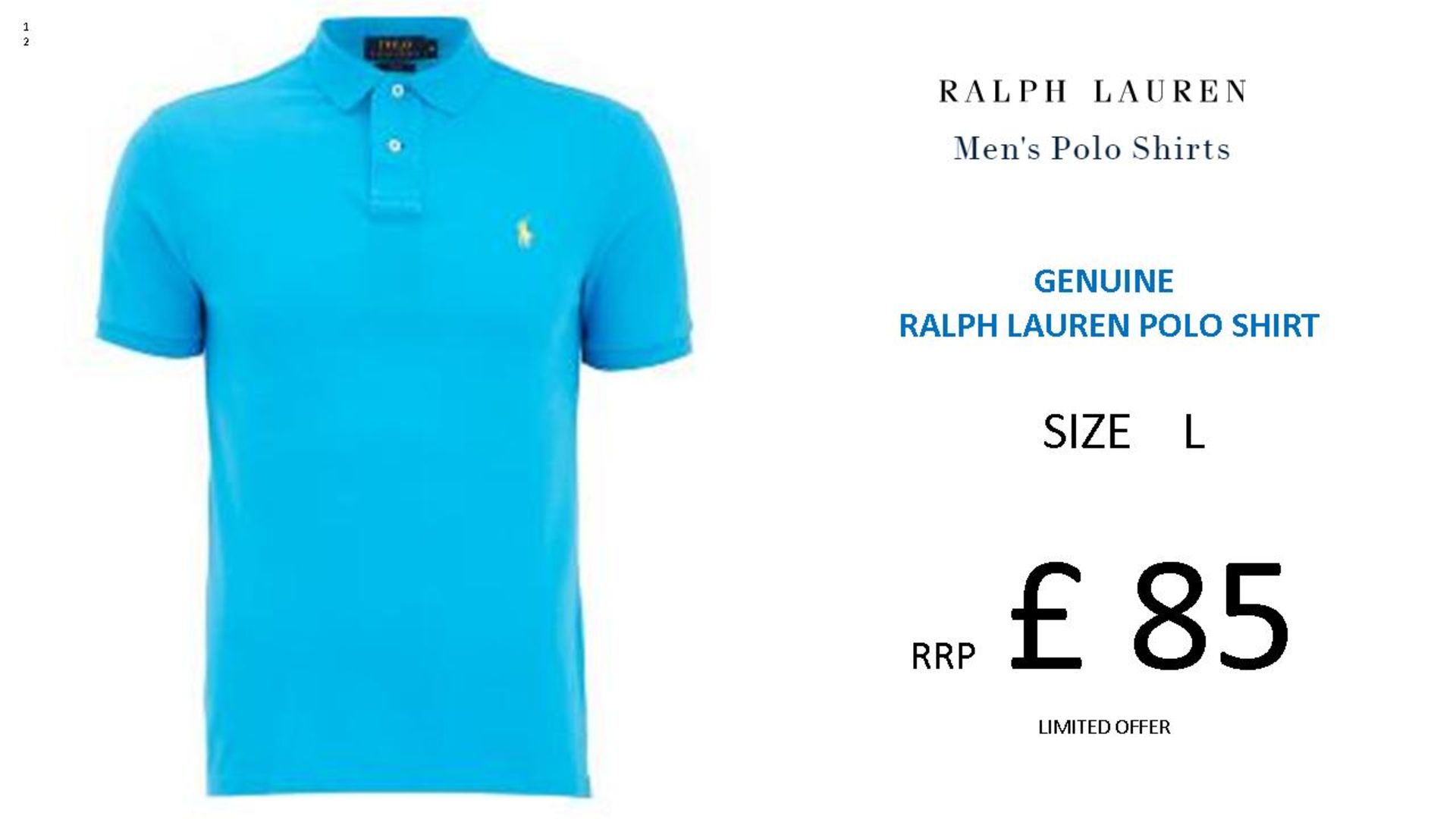 + VAT Brand New Ralph Lauren Custom-Fit Small Pony Polo Shirt - Cove Blue - Size L - Ribbed Polo