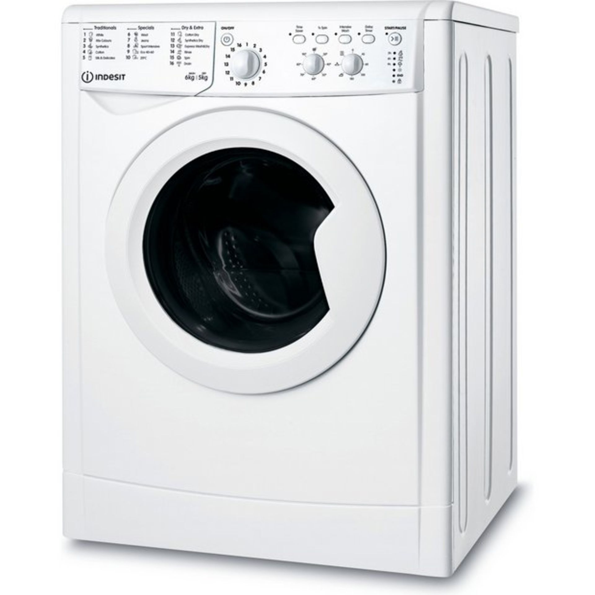 + VAT Grade A/B Indesit IWDC65125 6Kg/5Kg 1200 Spin Washer Dryer - 16 Washing Programmes - 3 Drying