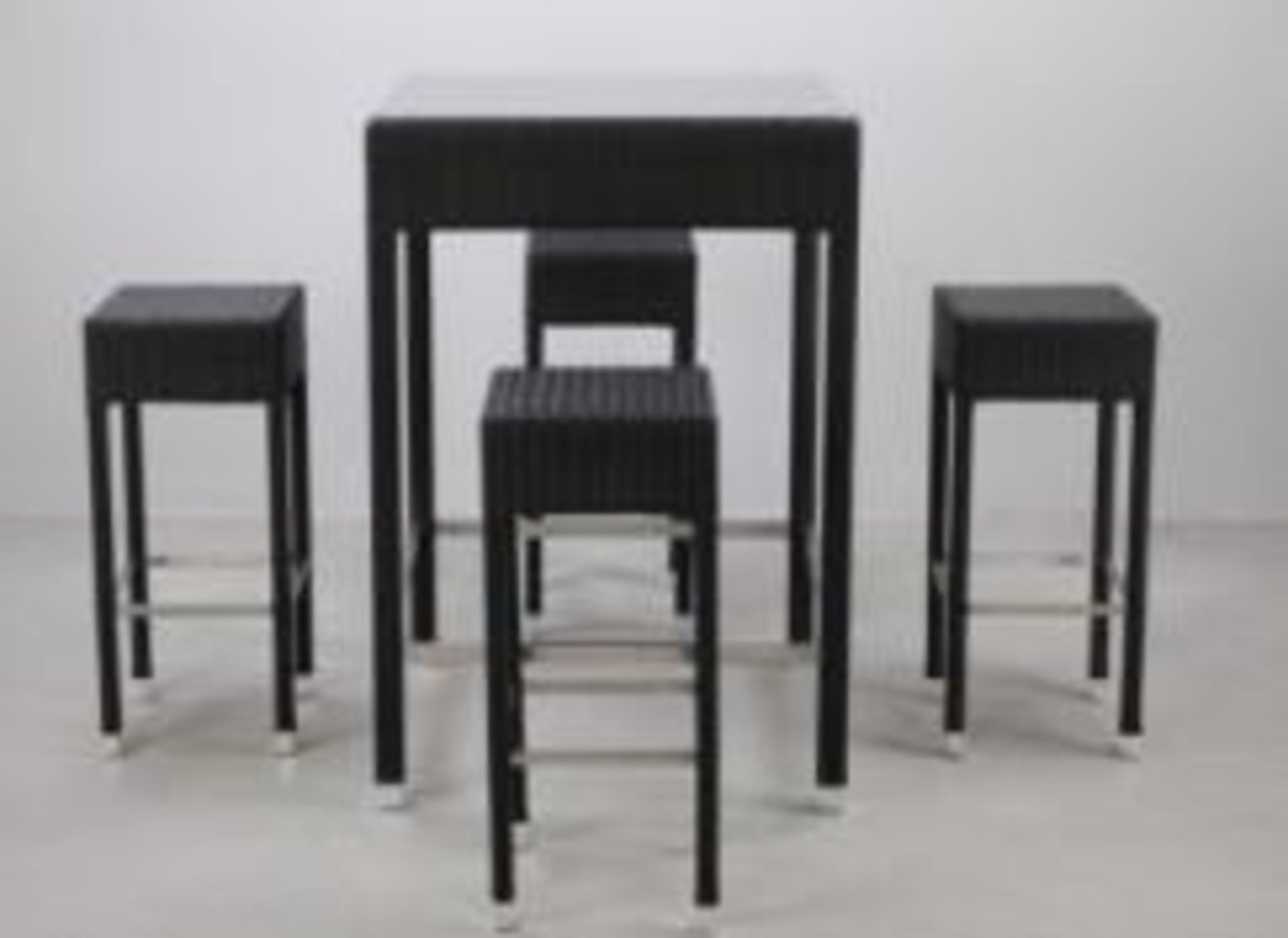 + VAT Brand New Chelsea Garden Company Brown Rattan Four Person Bar Stool And Table Set - Item Is