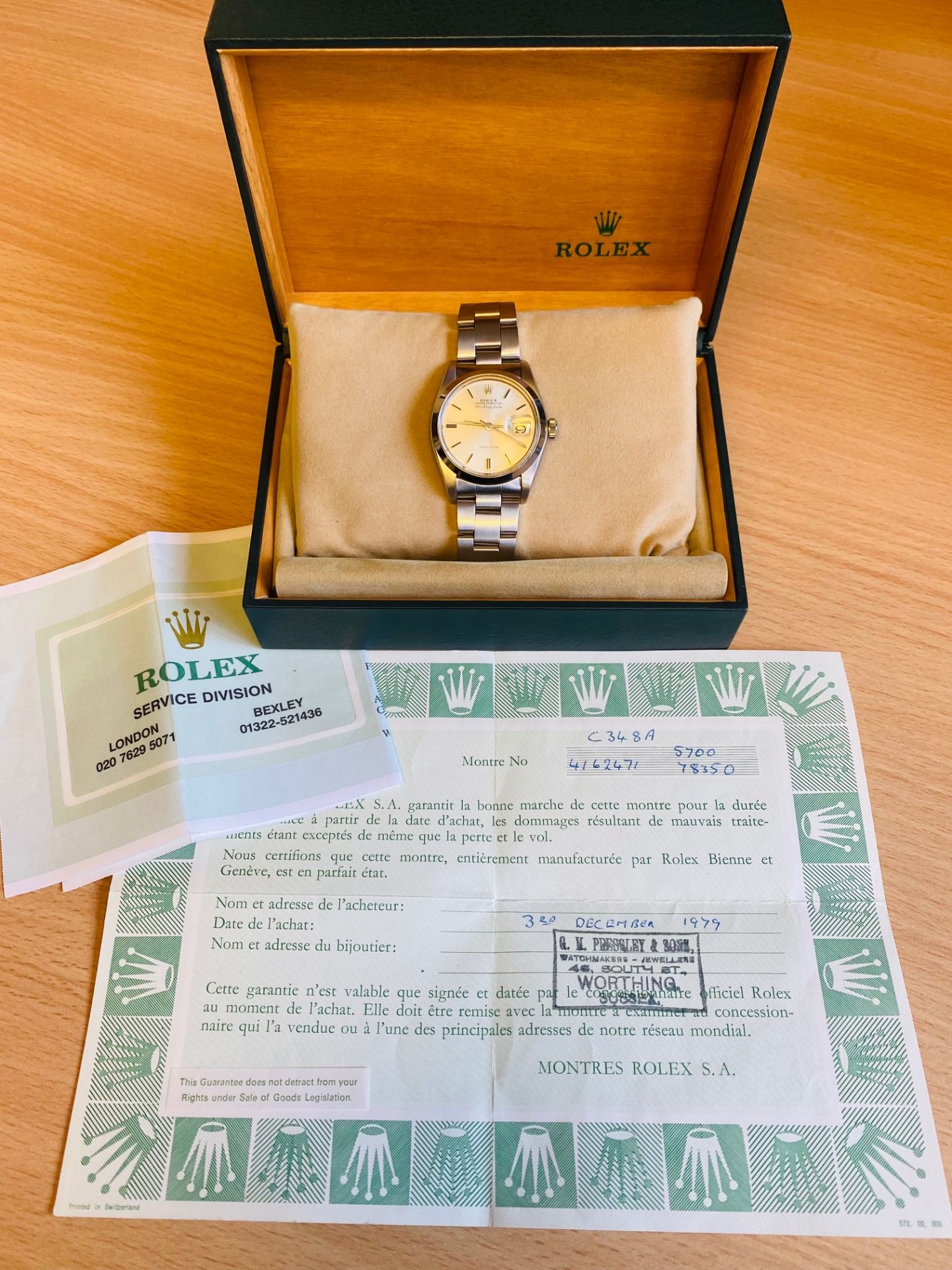 No VAT Gents Vintage Rolex Oyster Perpetual Air-King-Date Stainless Steel Watch With Box And - Image 2 of 4