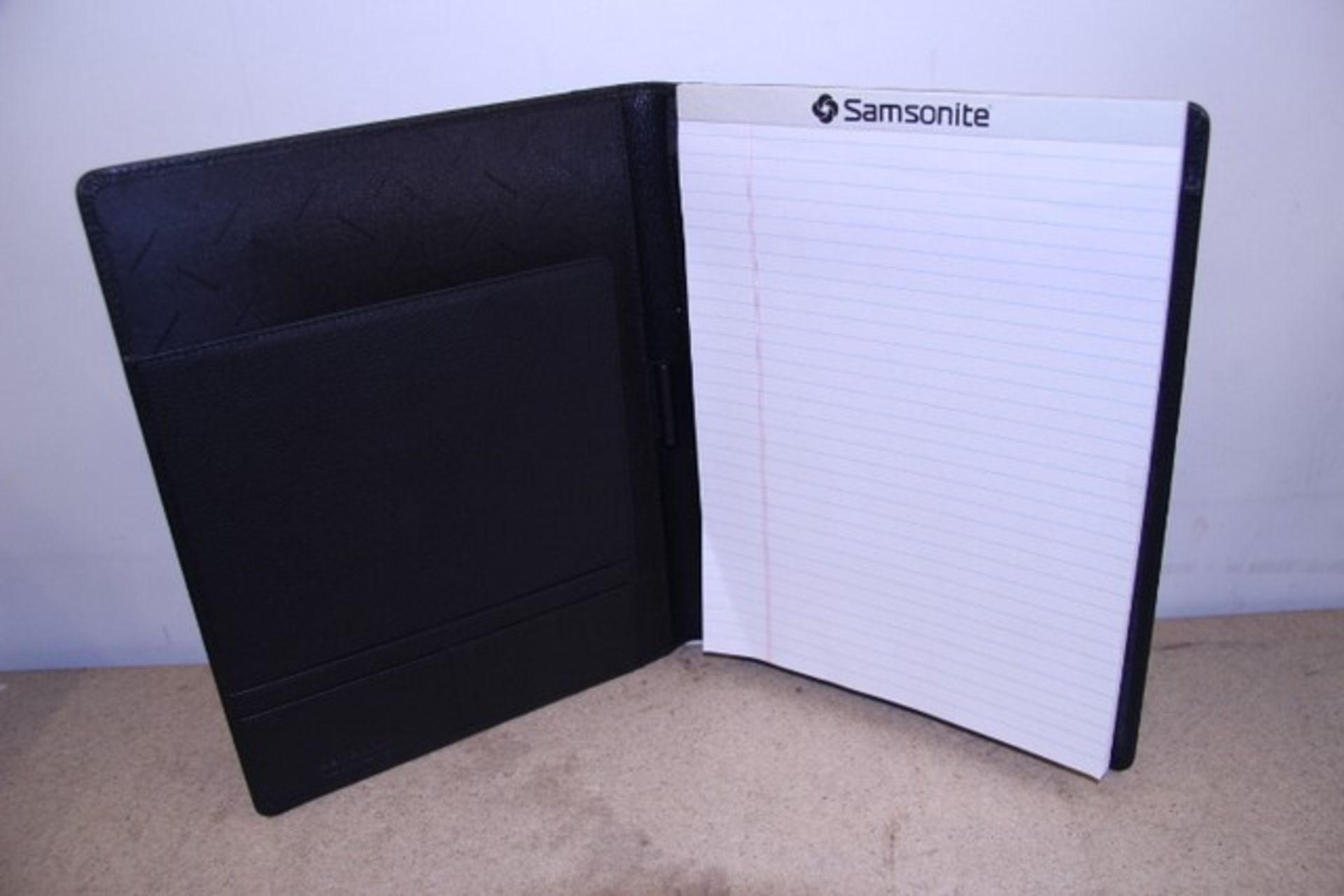 + VAT Brand New Samsonite Black Leather Executive Folder With Pen Holder-Card Pockets-One Inner