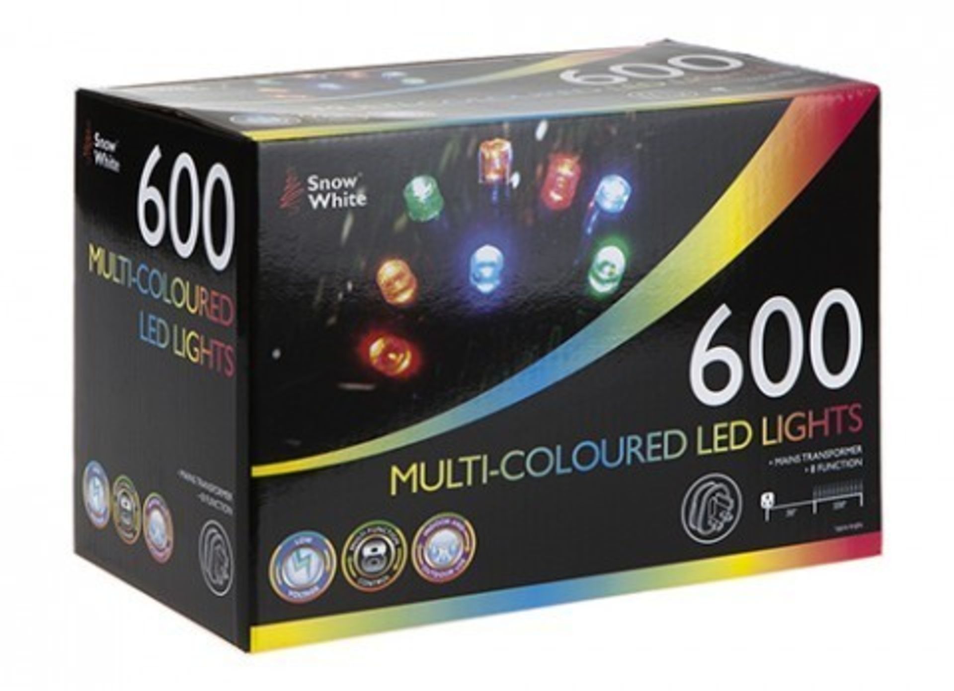 + VAT Brand New 600 Multi Coloured Mains Operated LED Lights - 8 Function - Mains Transformer