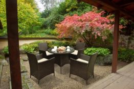 + VAT Brand New Chelsea Garden Company 4-Seater Brown Rattan Outdoor Dining Set - Item Is