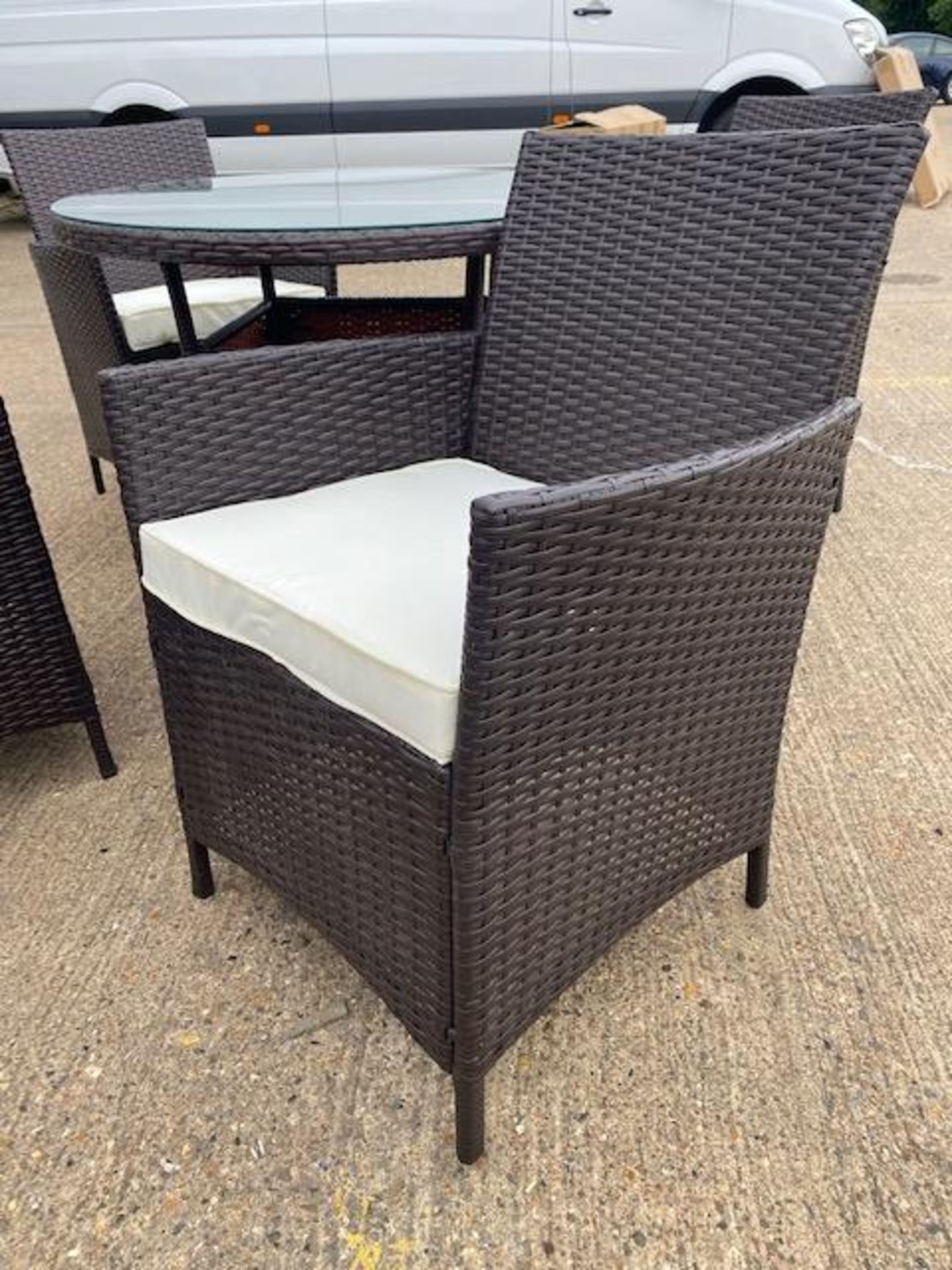 + VAT Brand New Chelsea Garden Company 4-Seater Brown Rattan Outdoor Dining Set - Item Is - Image 6 of 7