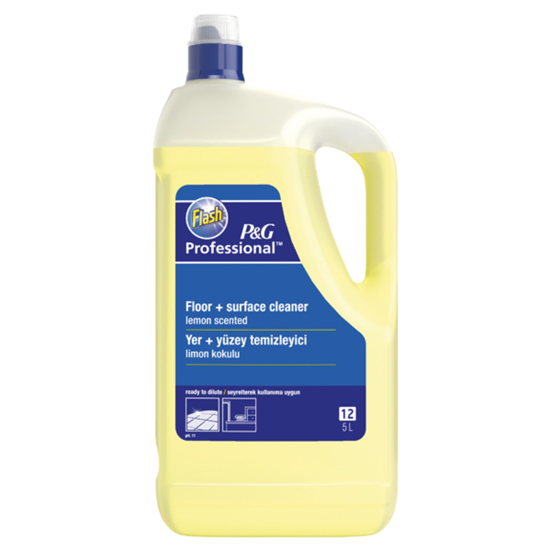 + VAT Grade A A Lot Of Two 5L Bottles P & G Professional Flash Lemon Floor & Surface Cleaner