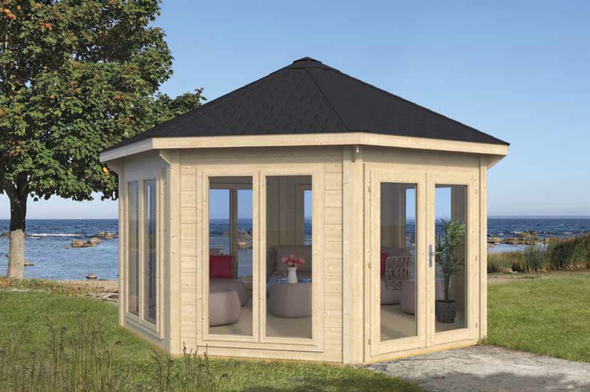 + VAT Brand New 17.00m Sq Modern Pavillion - 405 x 454 x 454cm - 45mm Thickness - Pallet Dimensions