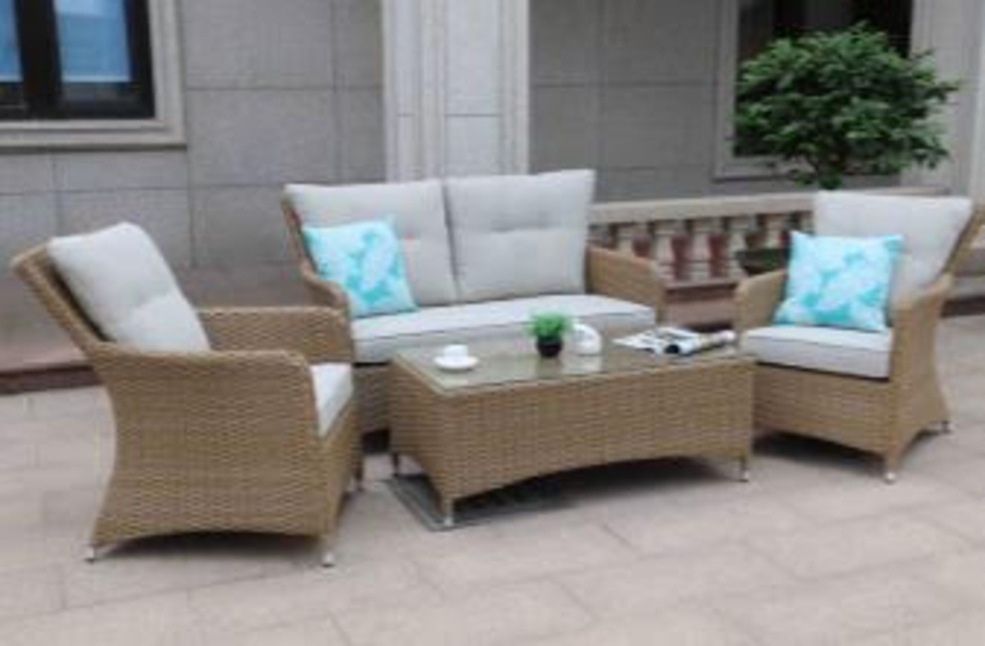 + VAT Brand New Chelsea Garden Company Beige Double Sofa + 2 ArmChair Set - Item Is Available From
