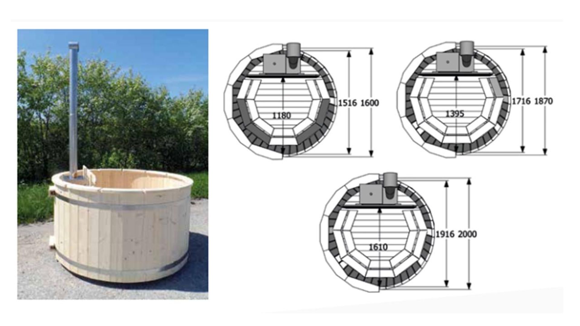 + VAT Brand New Spruce Wooden Hot Tub - 105cm Tall - 42mm Thickness - Internal Heater - 250kg - - Image 2 of 2