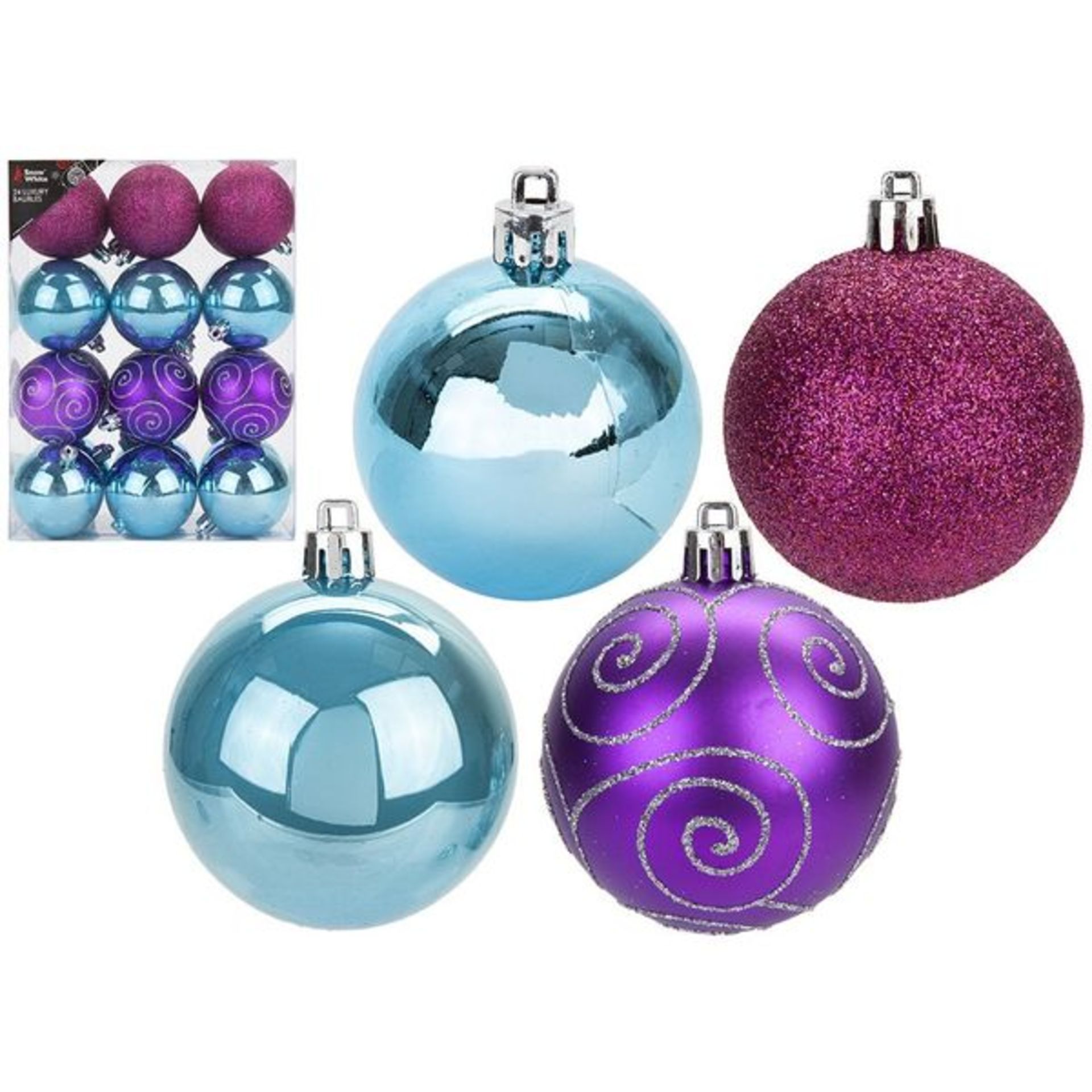 + VAT Brand New Set Of 24 Mixed 6cm Luxury Baubles