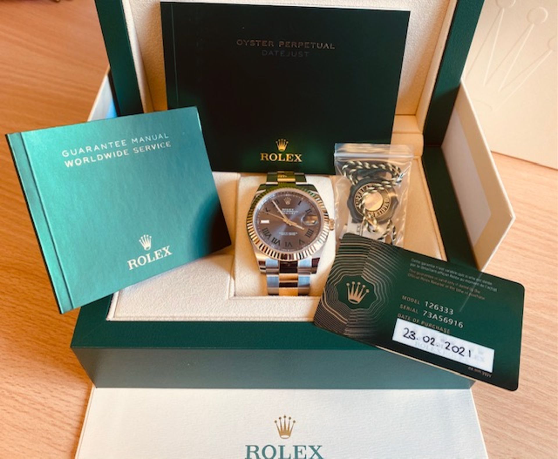 No VAT Beautiful Gents Rolex Oyster Perpetual DateJust "Wimbledon" S/S And Yellow Gold Watch - - Image 4 of 6