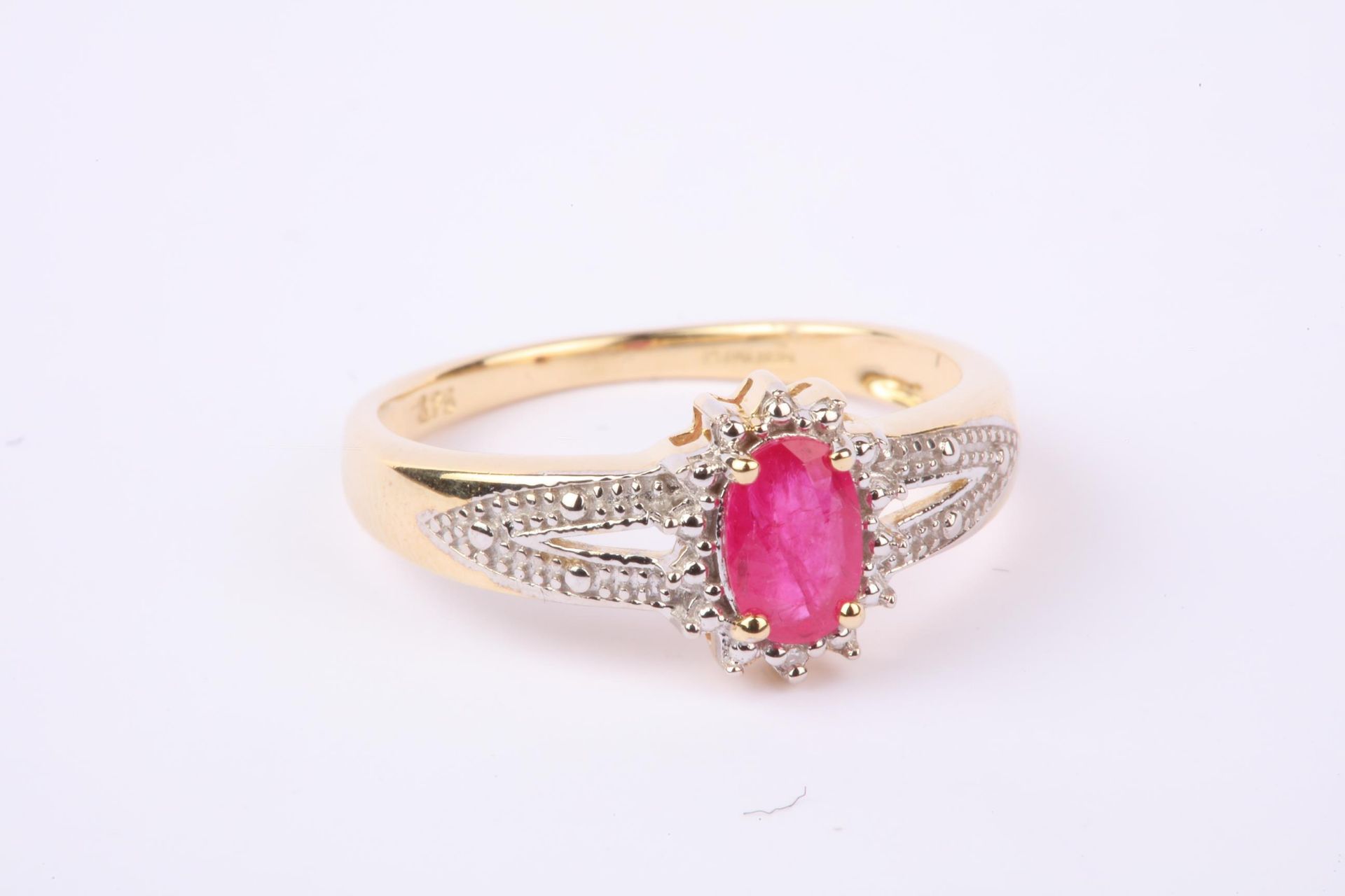 + VAT Brand New Yellow Gold Ruby & Diamond Ring