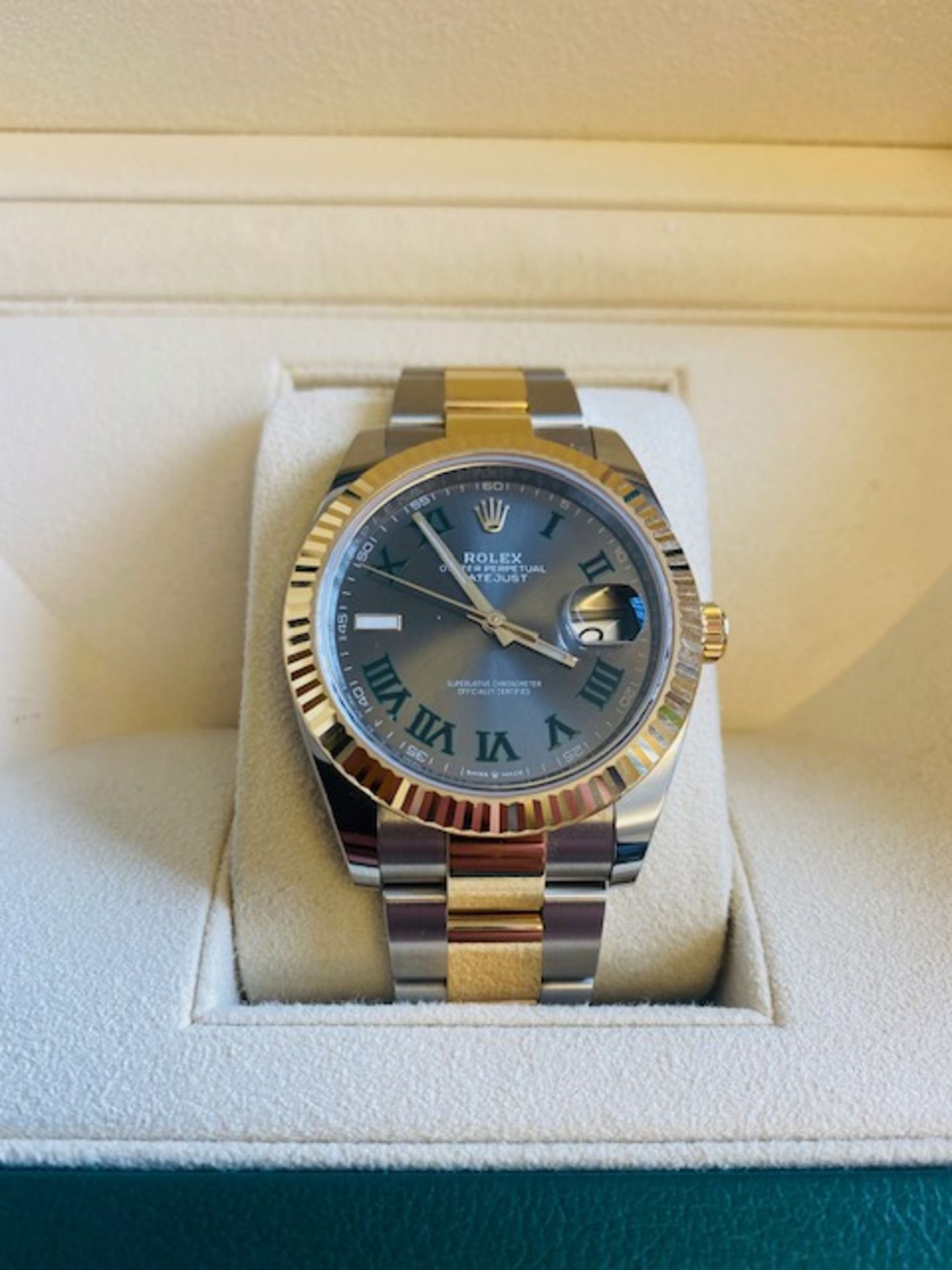 No VAT Beautiful Gents Rolex Oyster Perpetual DateJust "Wimbledon" S/S And Yellow Gold Watch - - Image 3 of 6